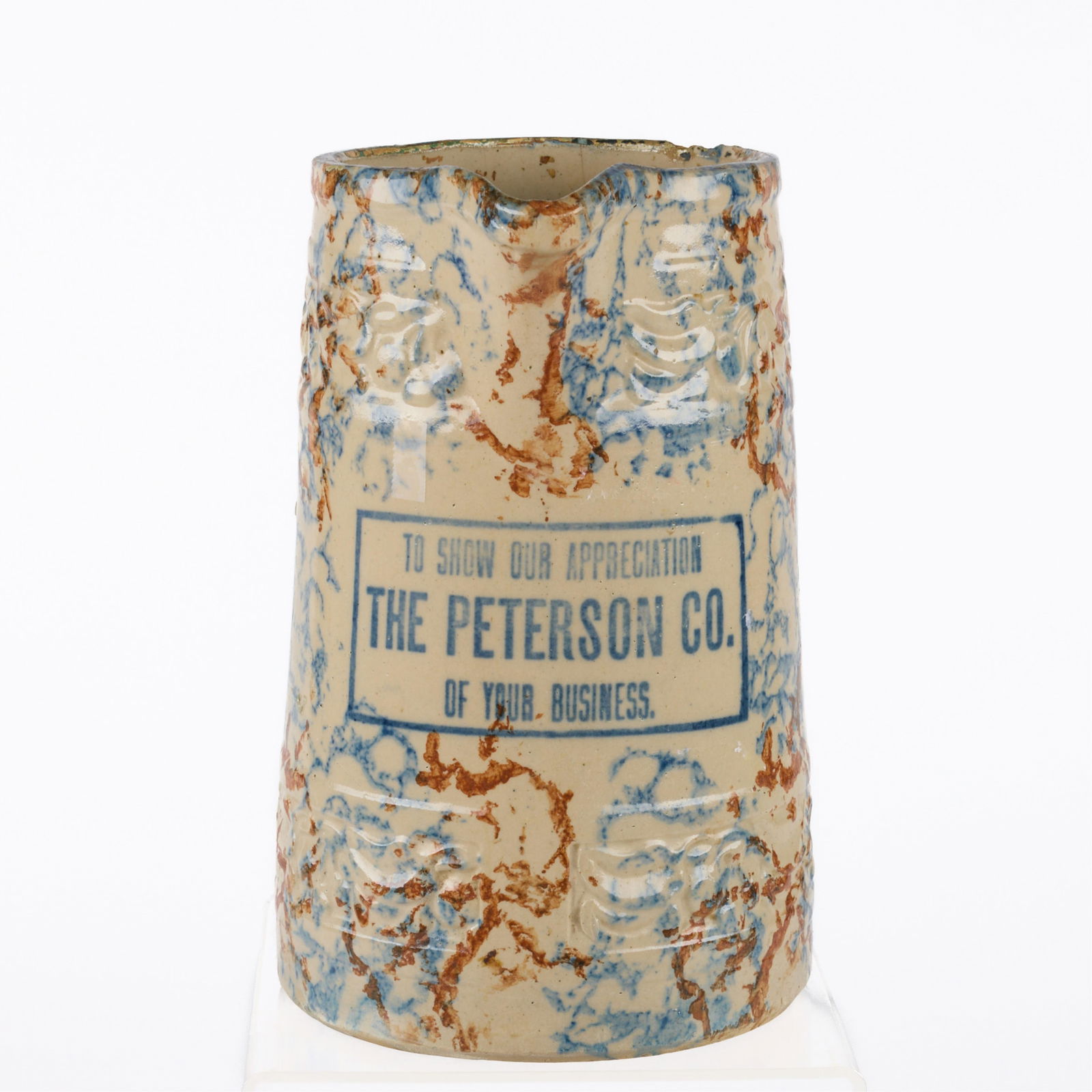 Rare Red Wing "Cherry Band" Advertising Spongeware Pitcher (1 of 4)