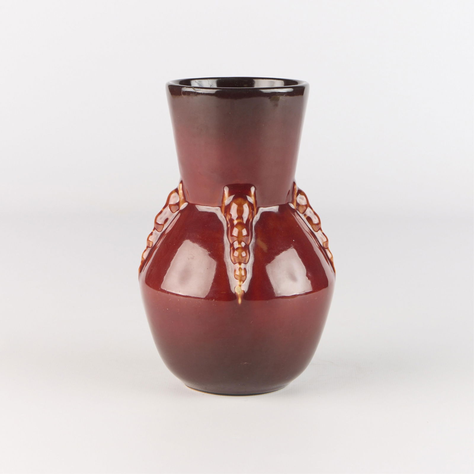 Roseville Pottery "Topeo" Mowa Oxblood Red Vase (1 of 4)