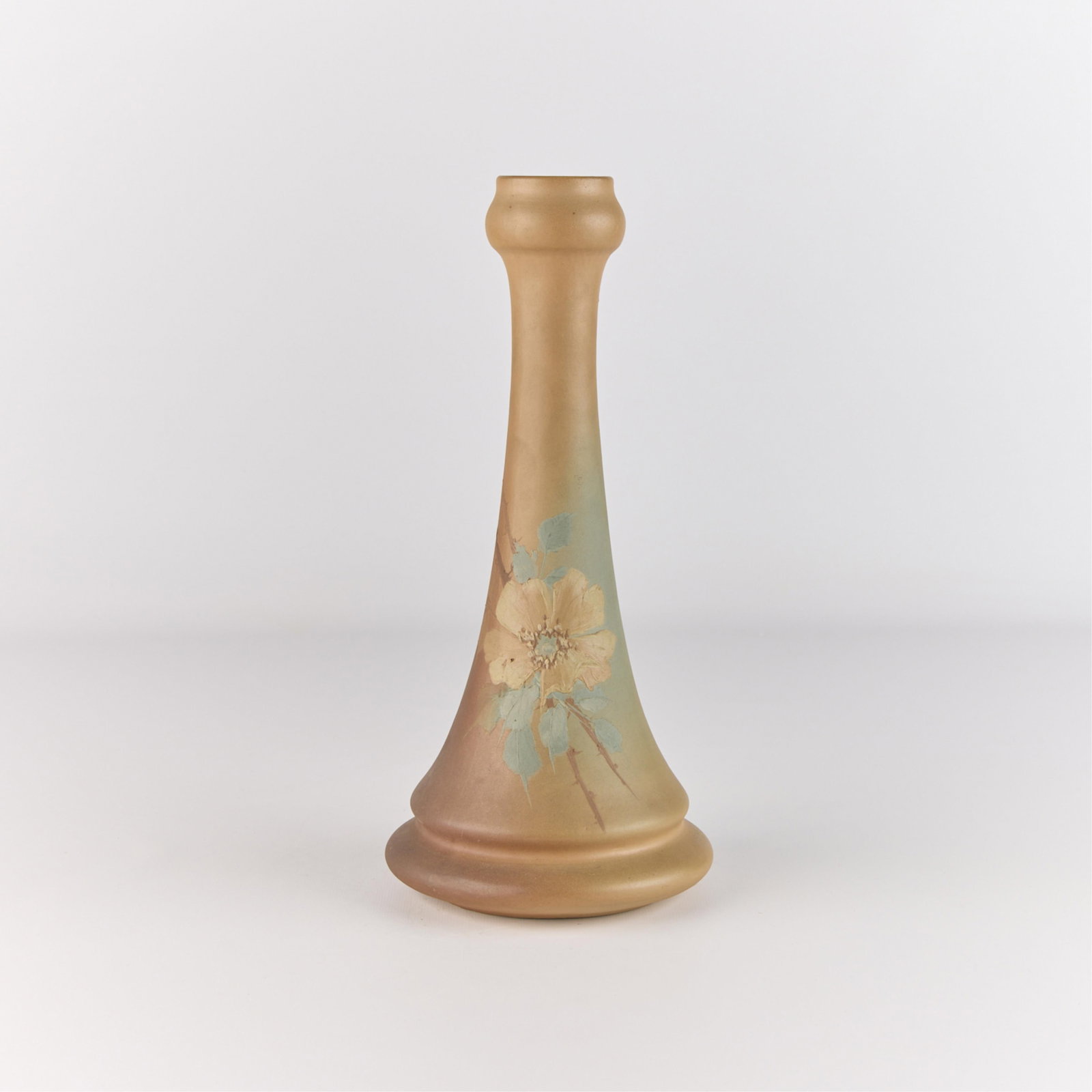 Rare Owens "Utopian" Art Pottery Matte Floral Poppy Bud Vase (1 of 5)