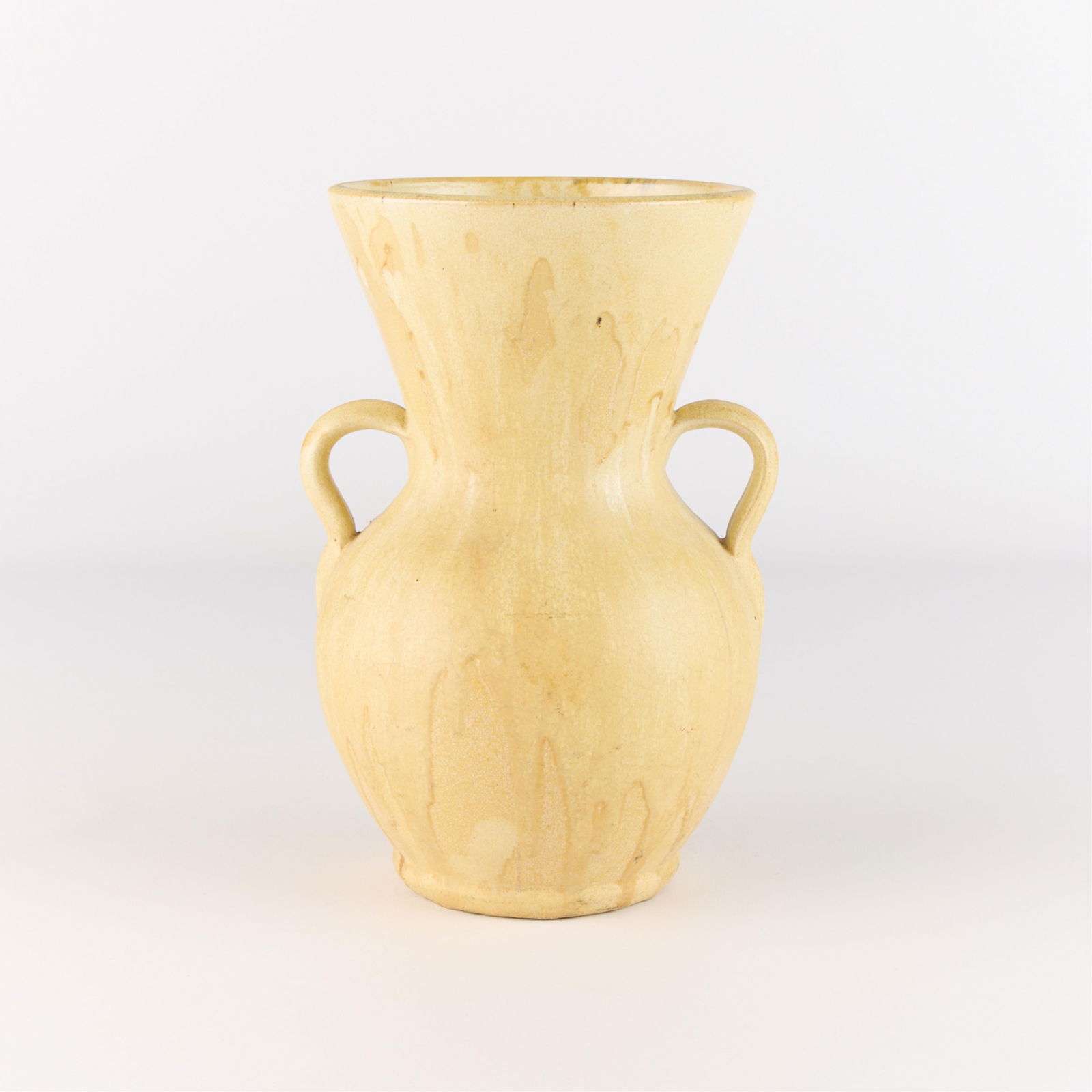 20th c. Studio Art Pottery Two-Handled Yellow Vase (1 of 5)