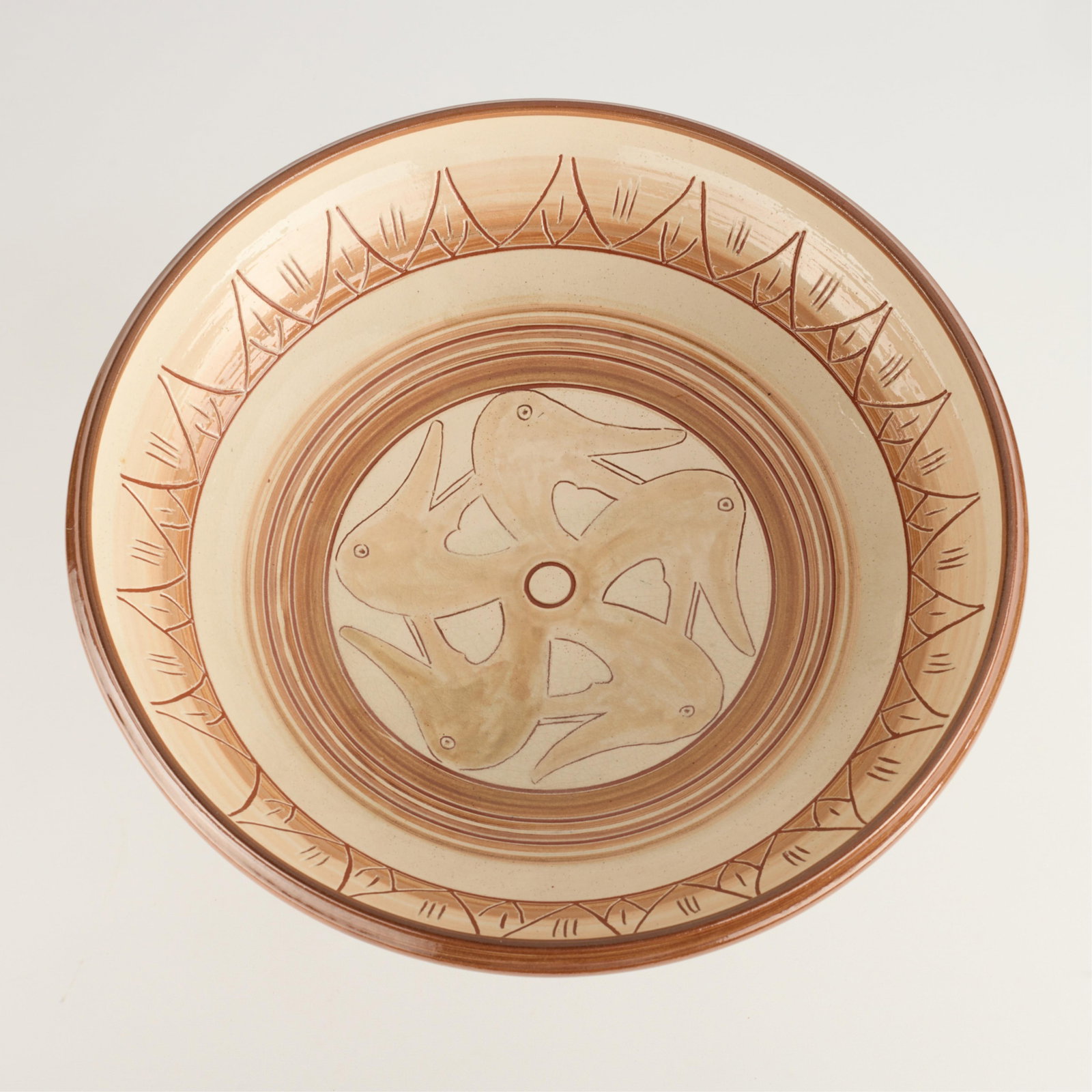 Signed Arts & Crafts Pottery Goose Bird Bowl (1 of 4)