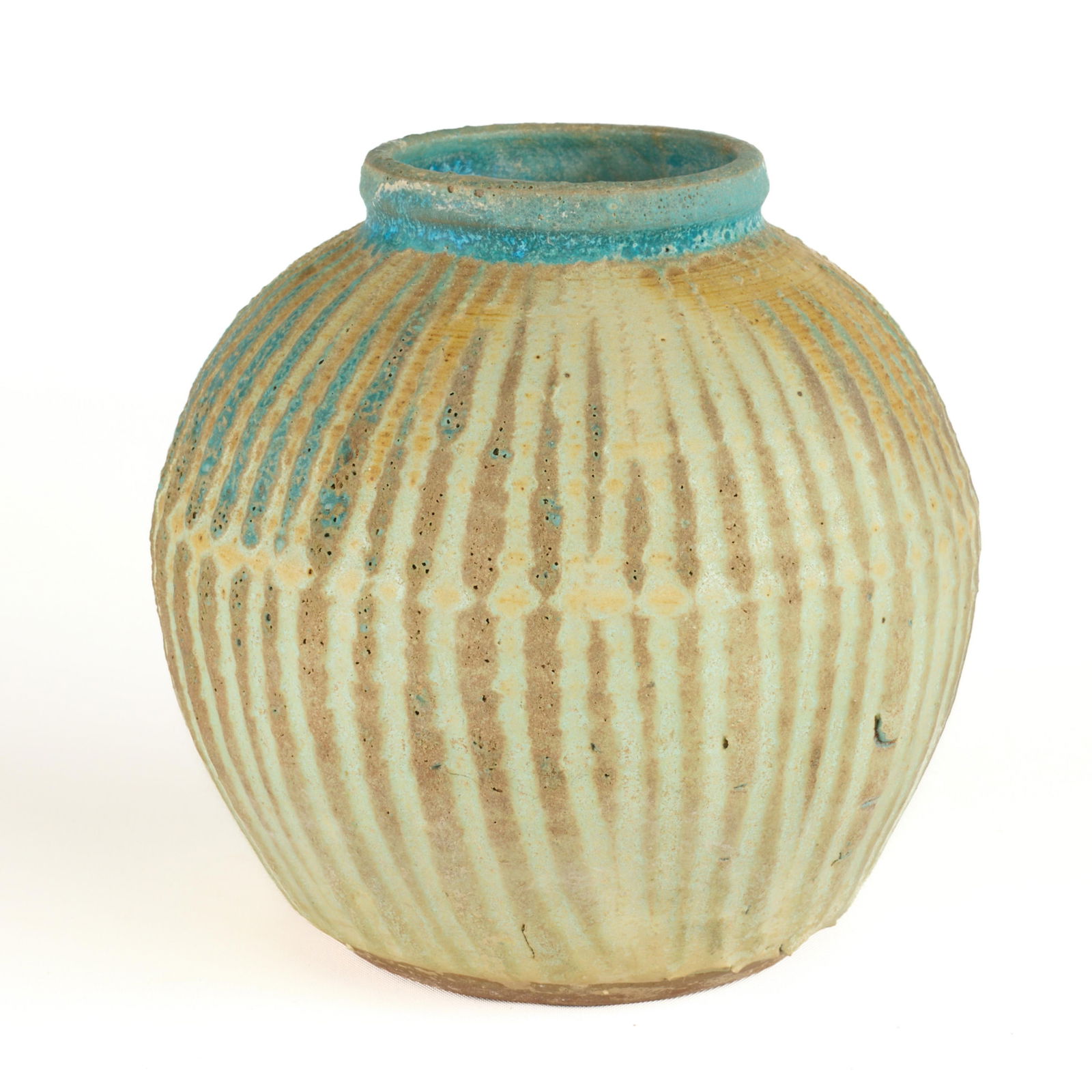Studio Pottery Ribbed Vase (1 of 4)