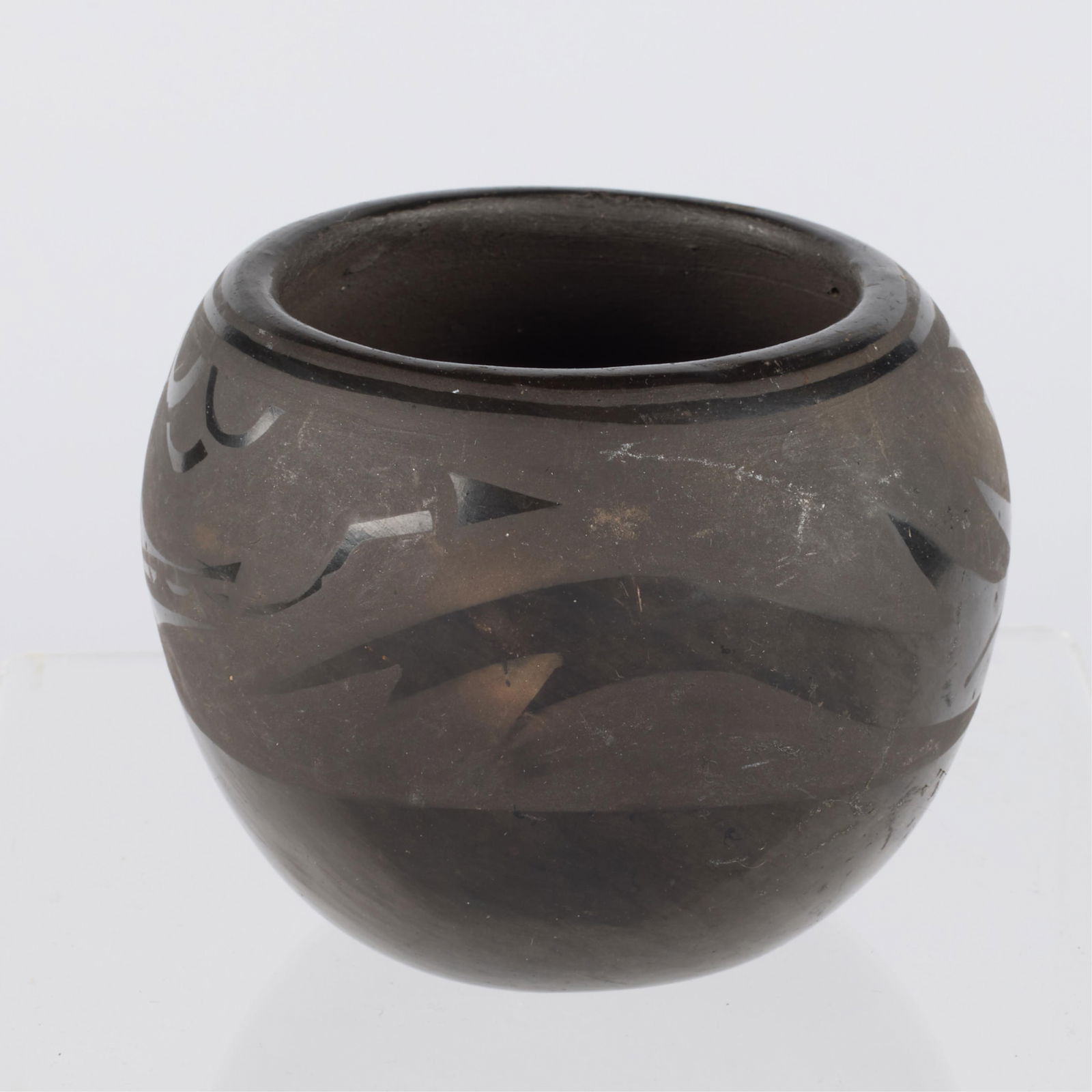 Southwest Native American Blackware Pot w/ Serpents (1 of 4)