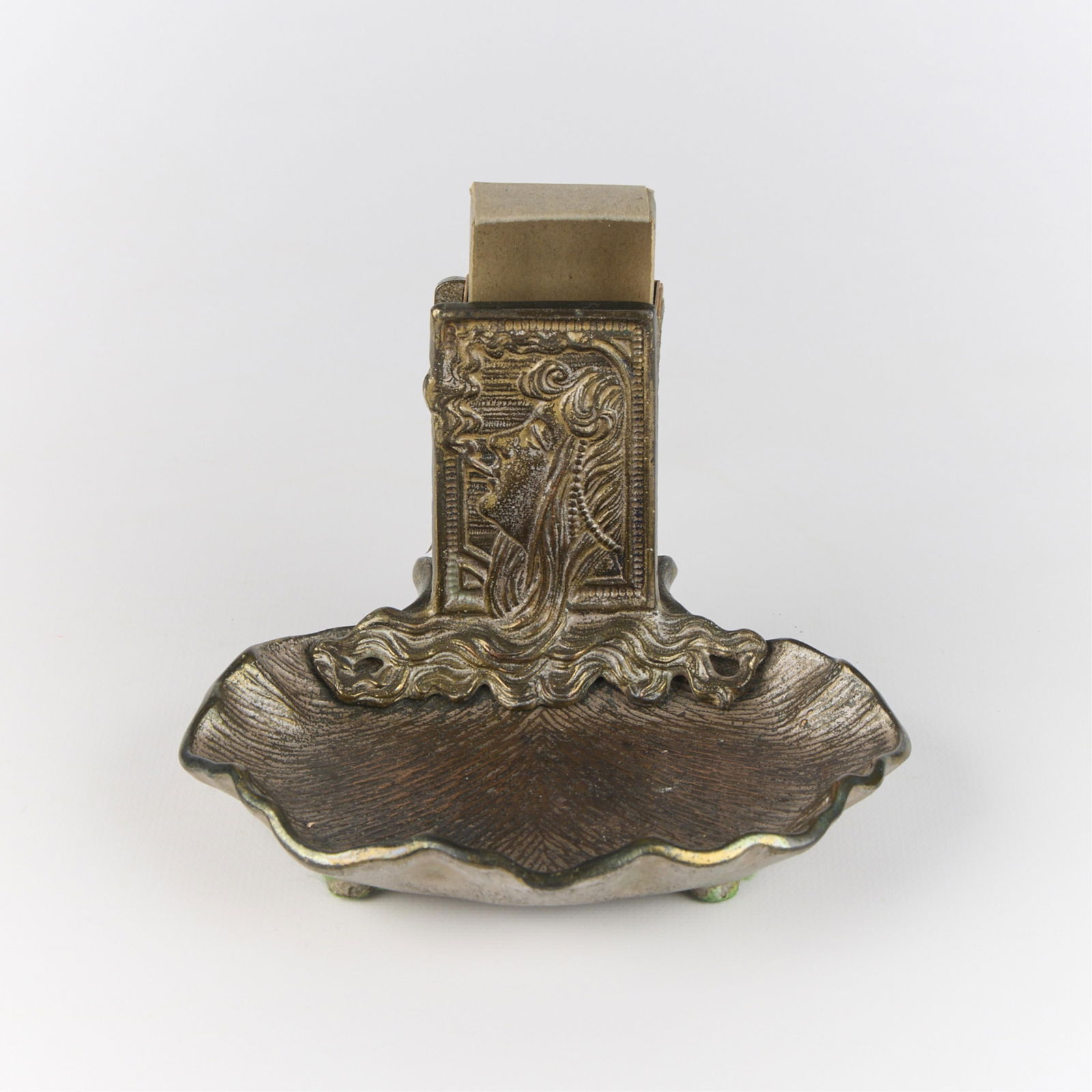 Art Nouveau Bronze Ashtray & Match Holder (1 of 5)