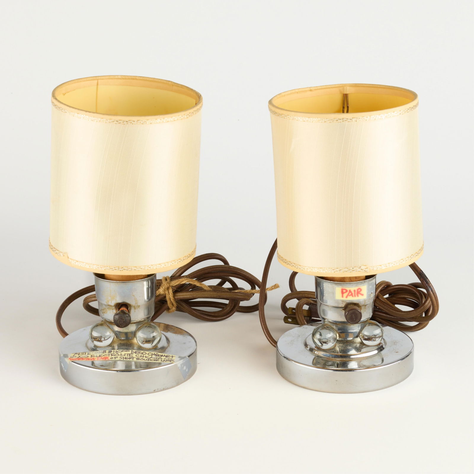 Pr Art Deco Chrome Boudoir Table Lamps (1 of 5)