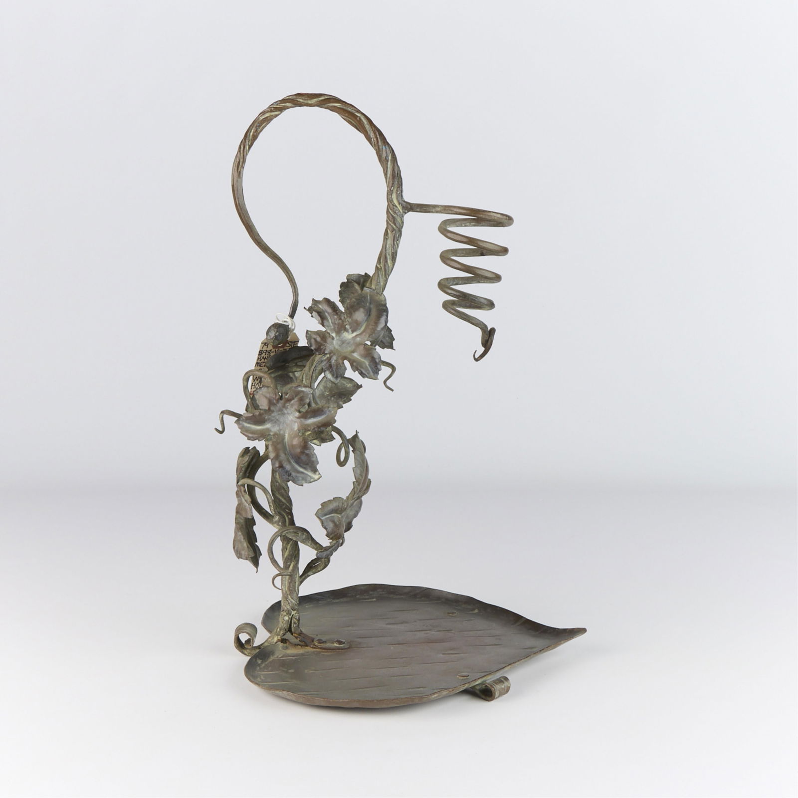 Vtg Handwrought Metal Grapevine Wine Bottle Stand (1 of 5)