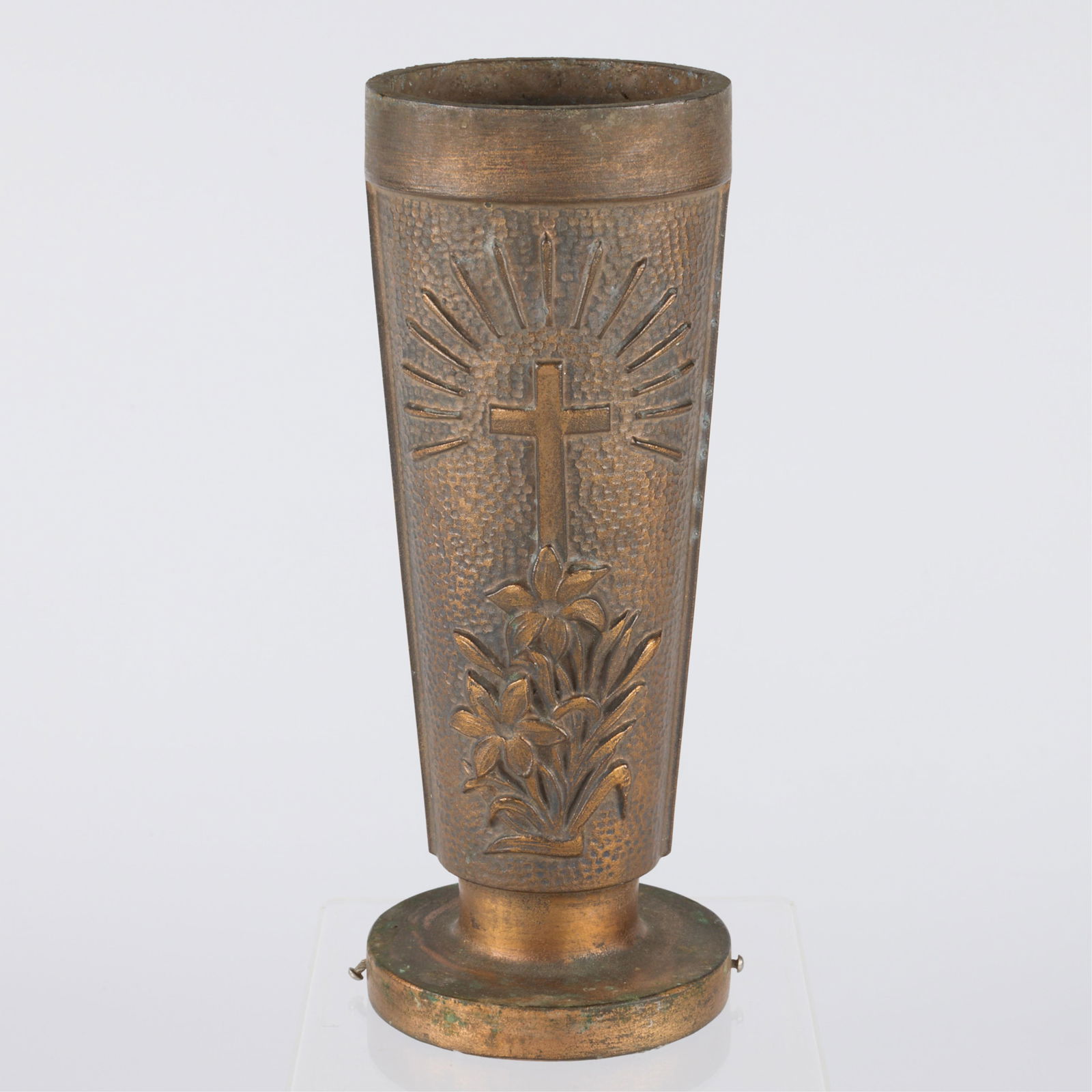 Vintage Bronze Cemetery Floral Vase (1 of 4)