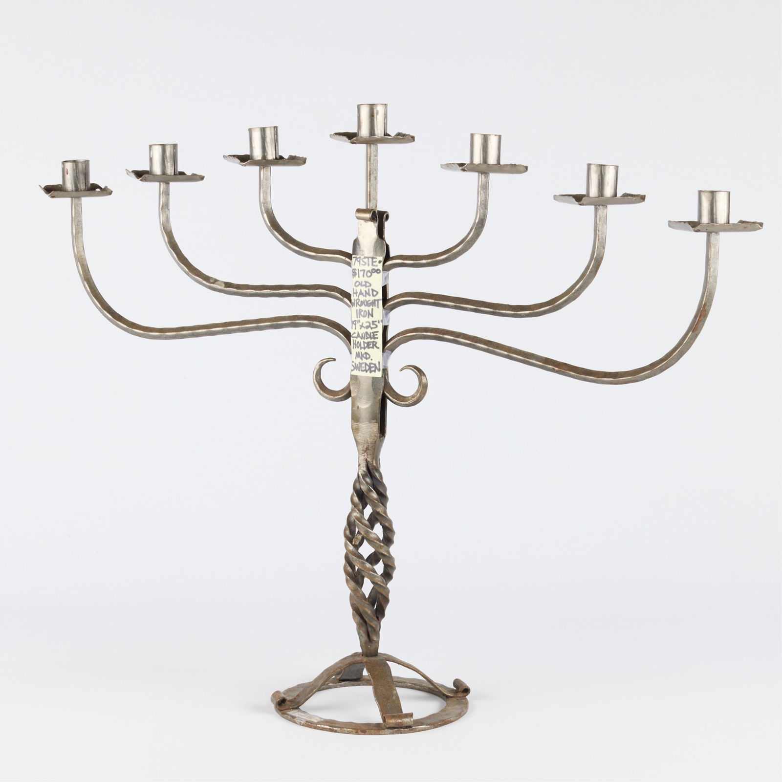 Old Swedish Hand-Wrought Iron 7-Light Candelabra (1 of 6)
