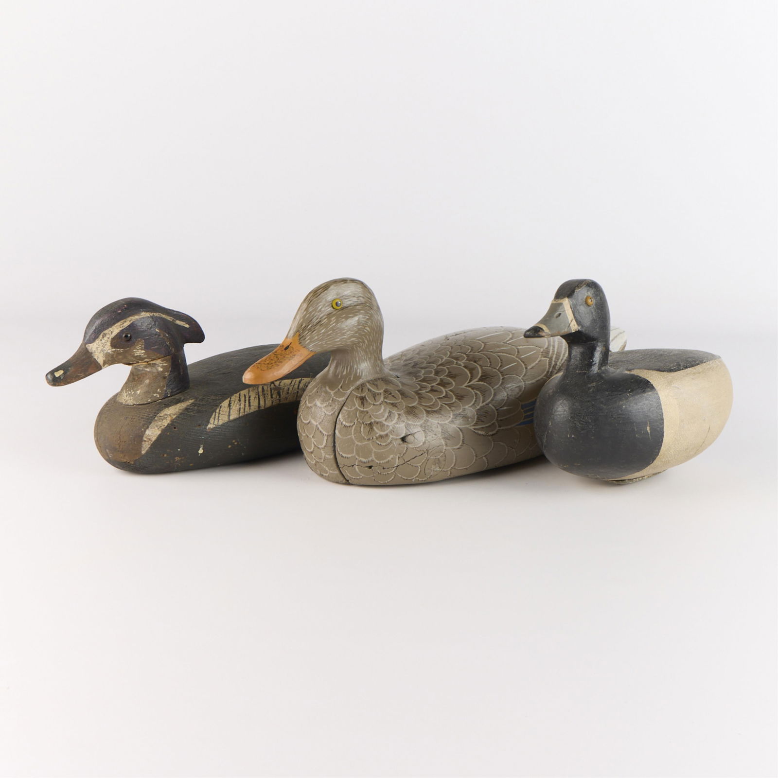 3 Painted & Carved Wood Duck Hunting Decoys (1 of 6)
