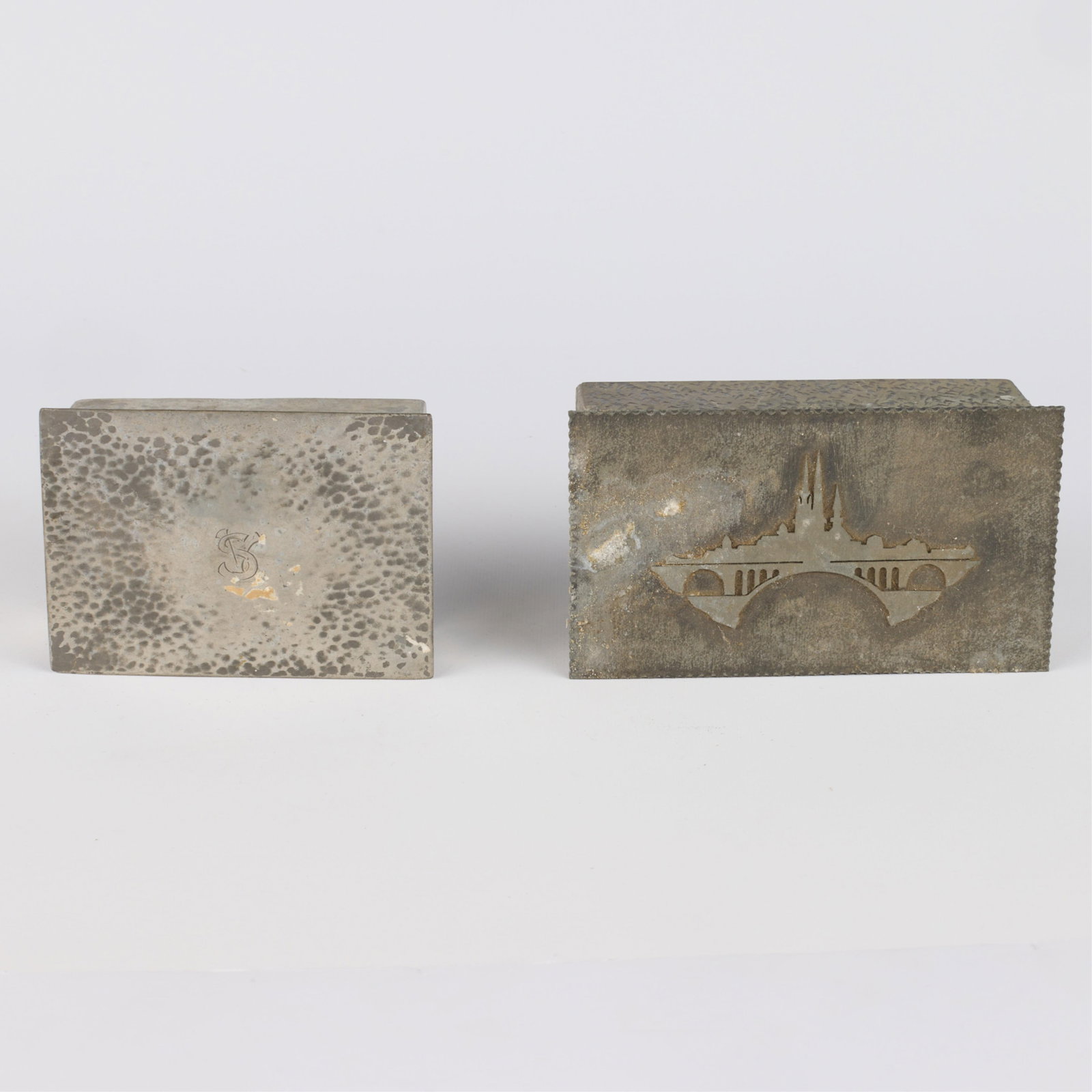 2 Art Nouveau Pewter Jewelry Dresser Boxes (1 of 9)