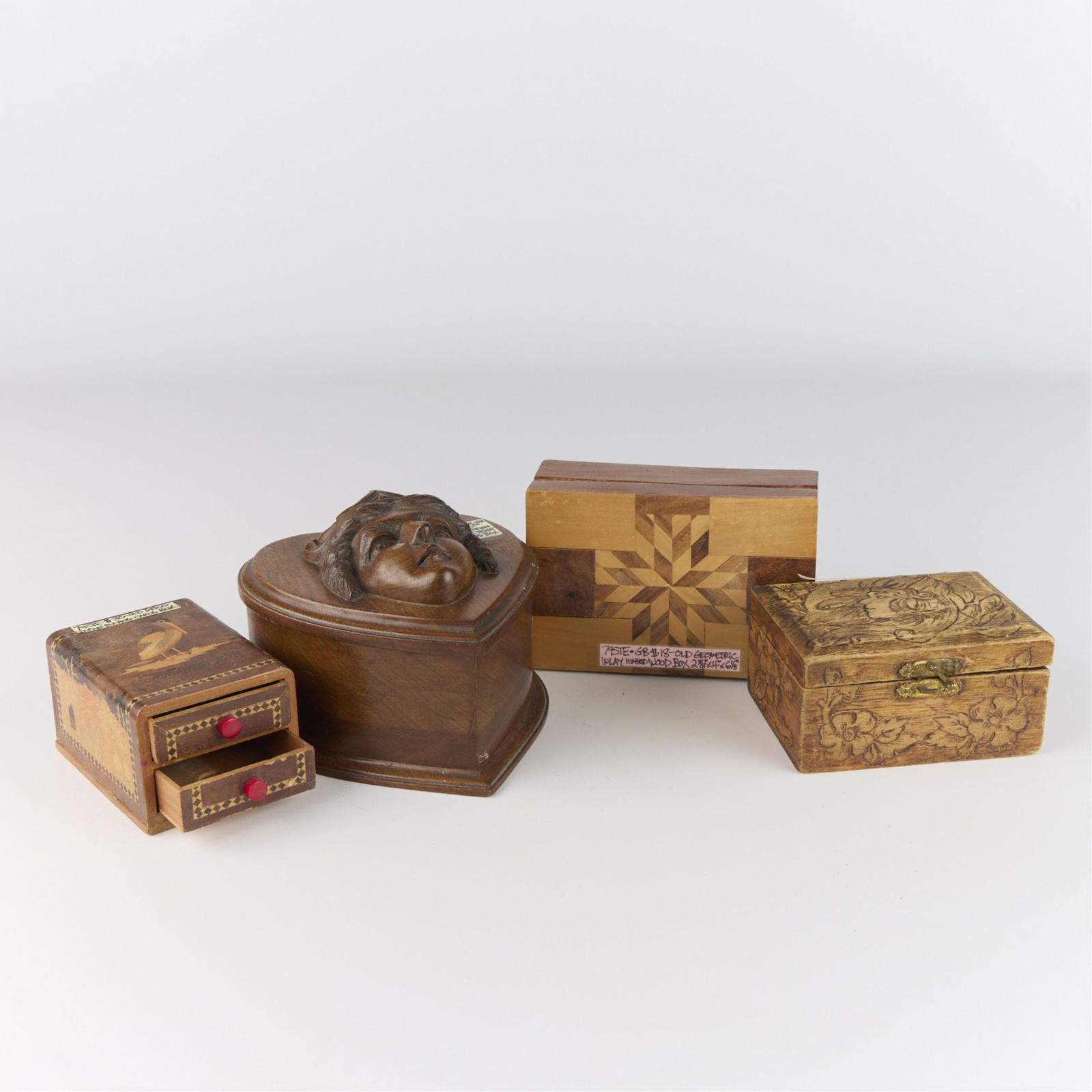 4 Wooden Dresser Boxes or Jewelry Trinket Chests (1 of 2)