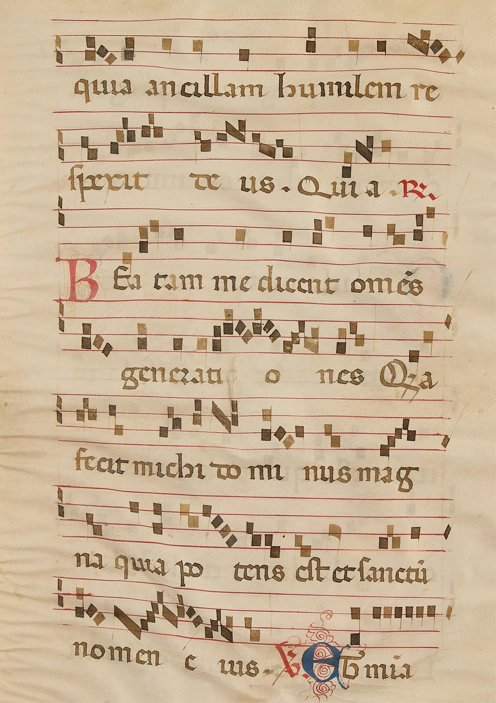 Illuminated Antiphonal Choral Chant Manuscript Page (1 of 5)