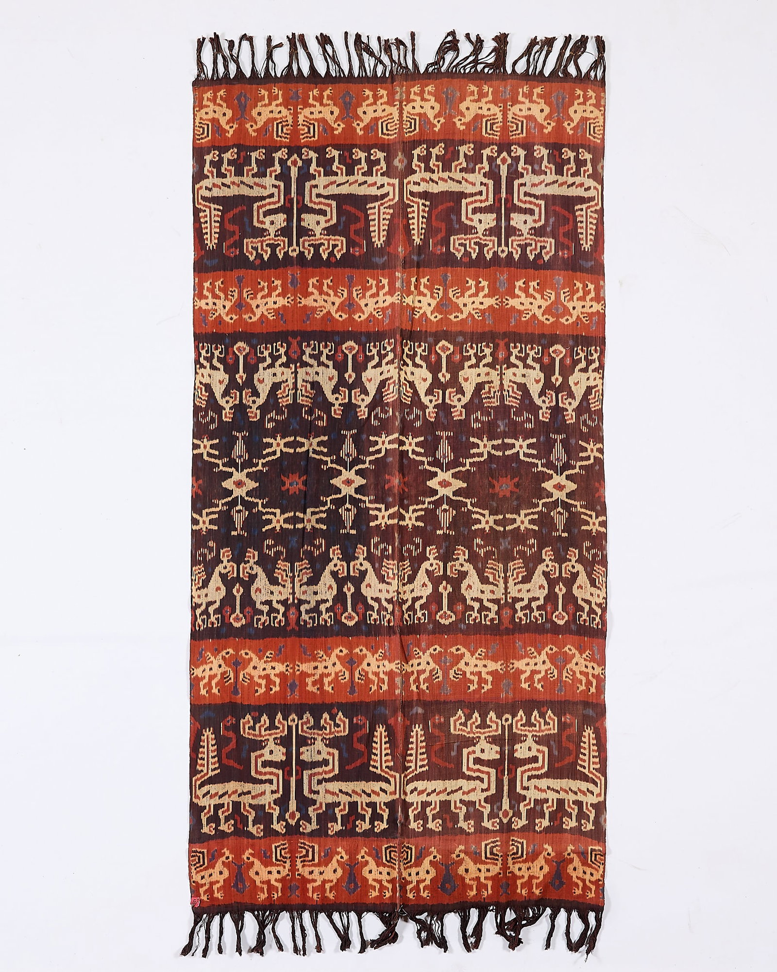 Indonesian Sumba Ikat Wall Hanging Textile: Indonesian Sumba Ikat wall hanging hingii textile. Length: 7 ft 10 x width: 3 ft 8 in.