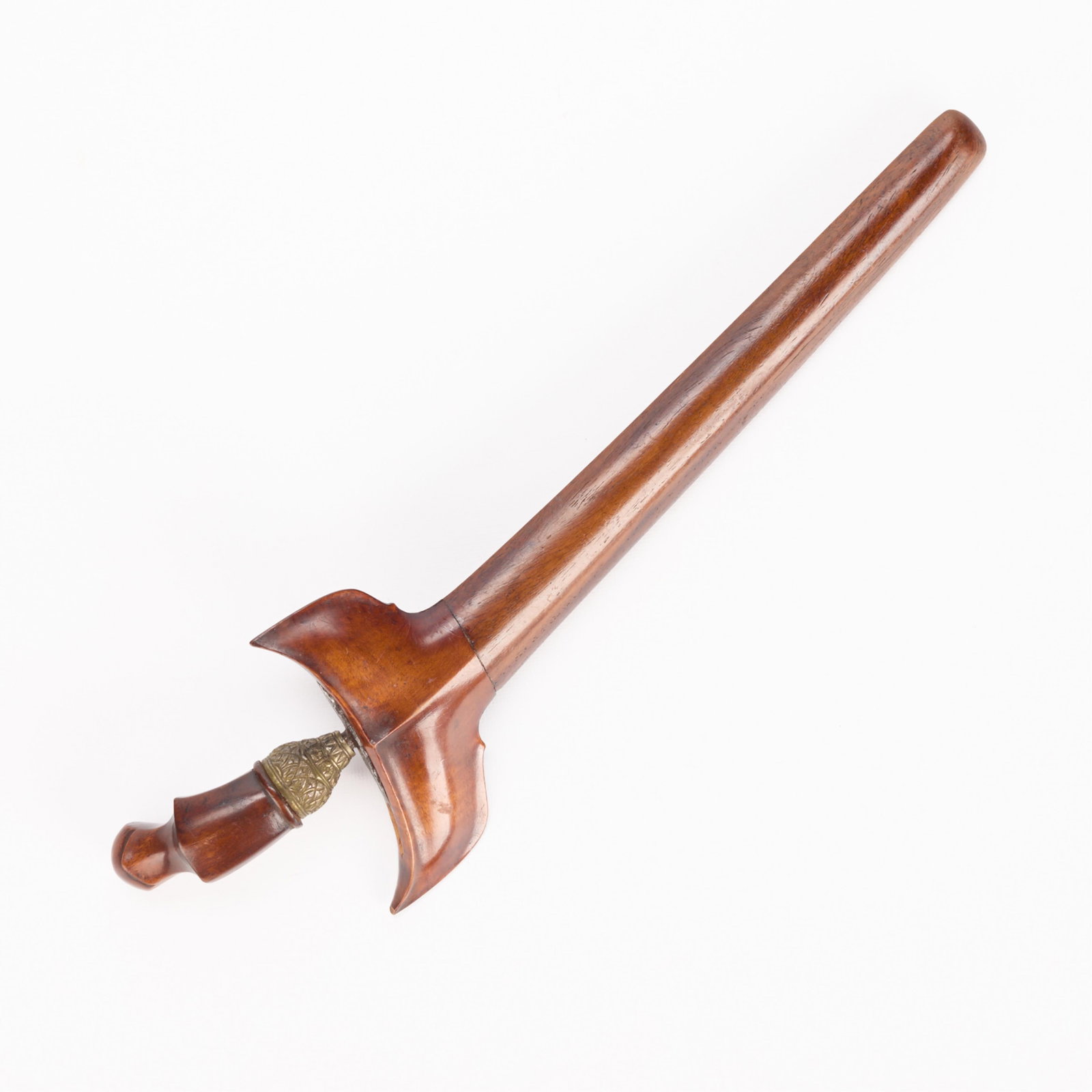 Indonesian Ceremonial Keris Dagger Knife: Sumatra Indonesian, Javanese, or Buginese keris (kris) dagger blade knife or sword. Length: 16 3/4 in x width: 5 1/4 in x depth: 2 in.
