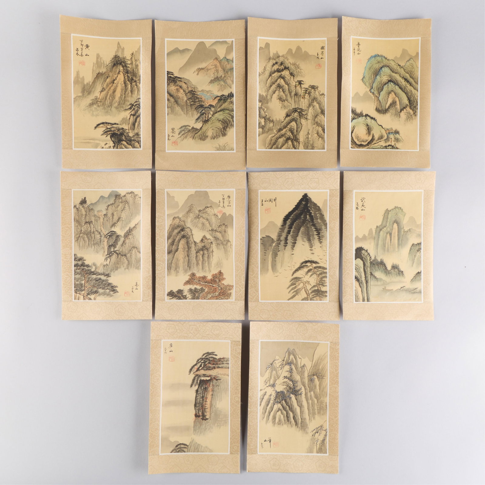 10 Chinese Ink on Silk Landscape Paintings Album (1 of 3)