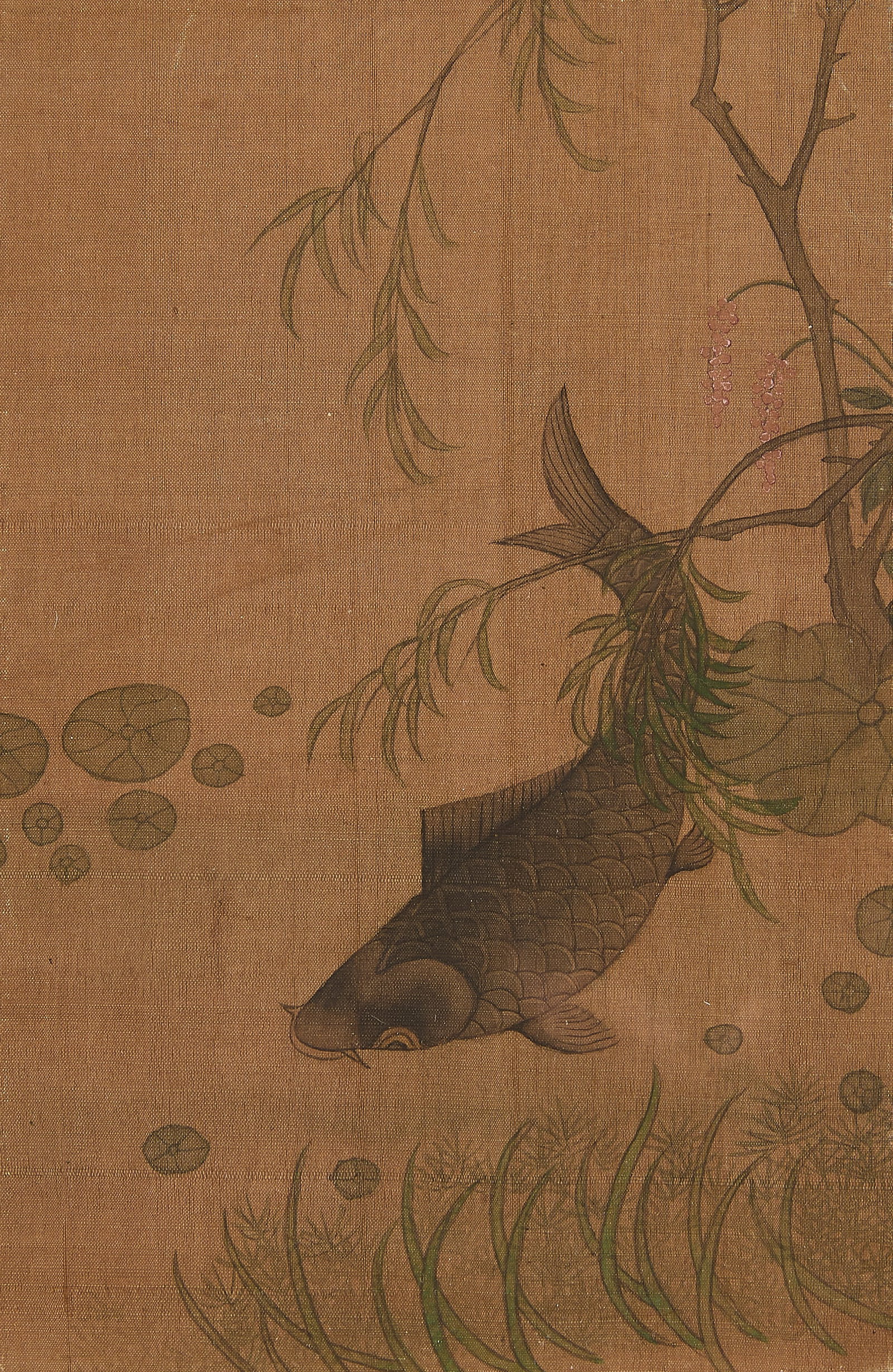 Chinese Ink on Silk "Coi" Album Folio Painting (1 of 4)