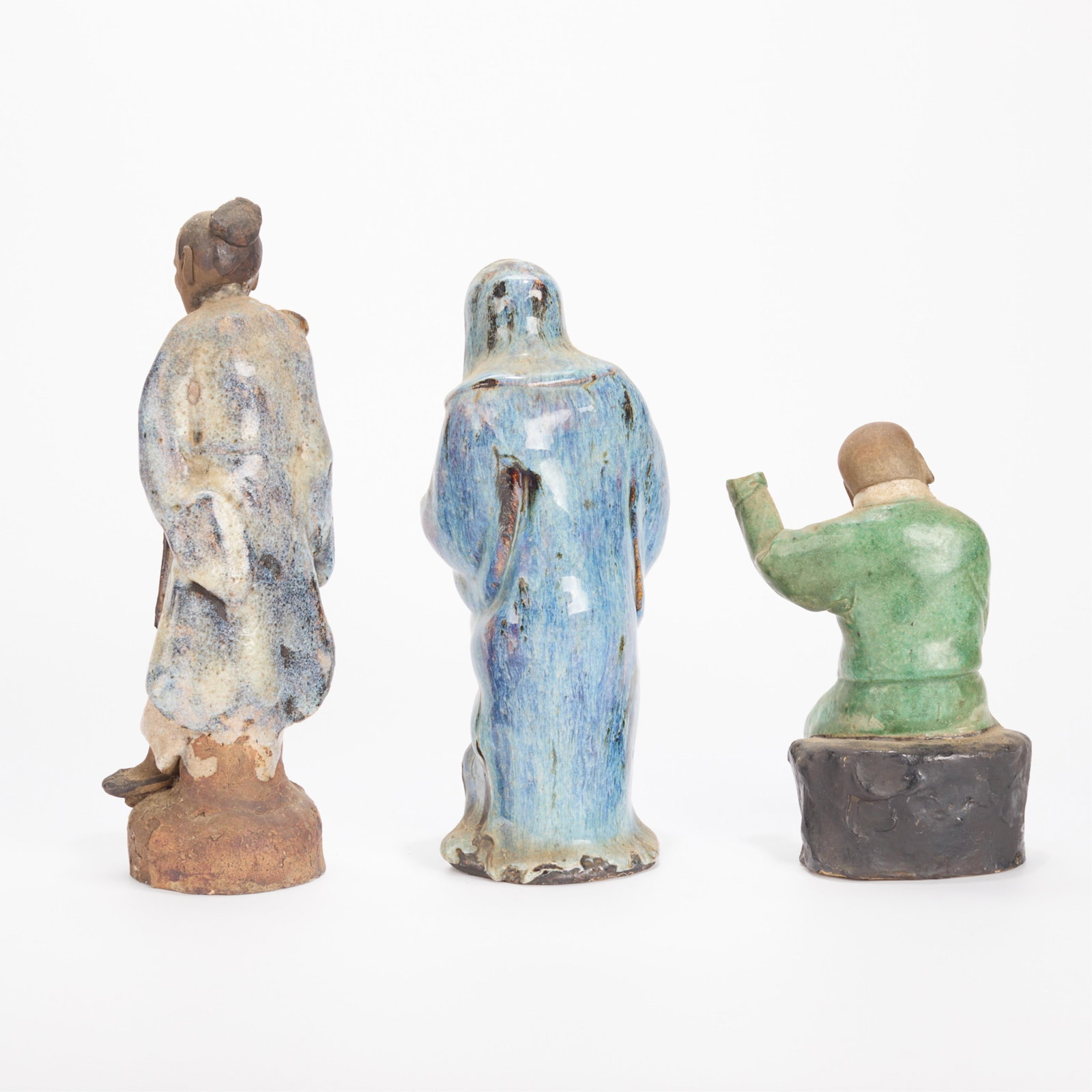 3 Chinese Ceramic Mud Men Figures - 3