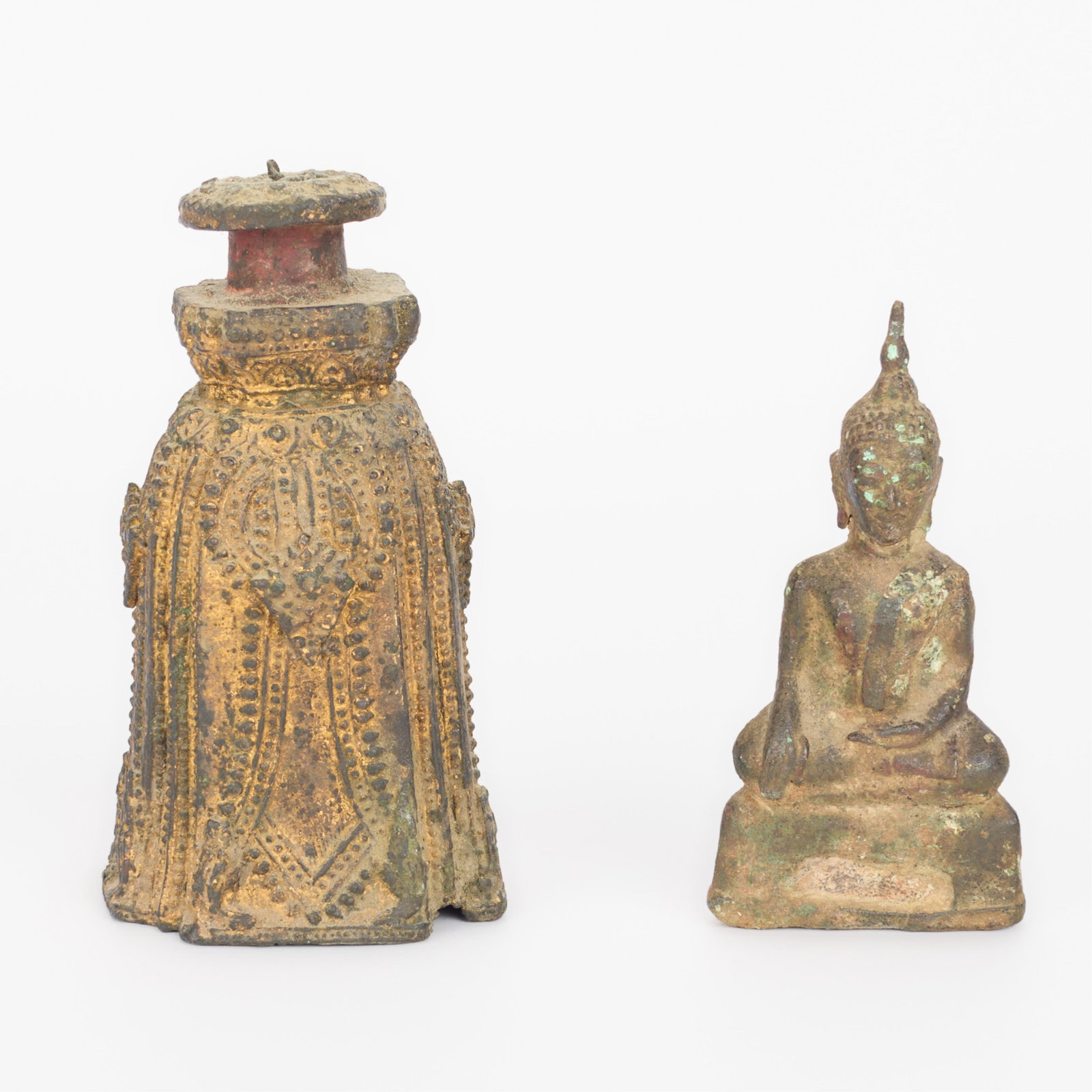 Bronze Buddha Figurine & Decorative Bell (1 of 5)