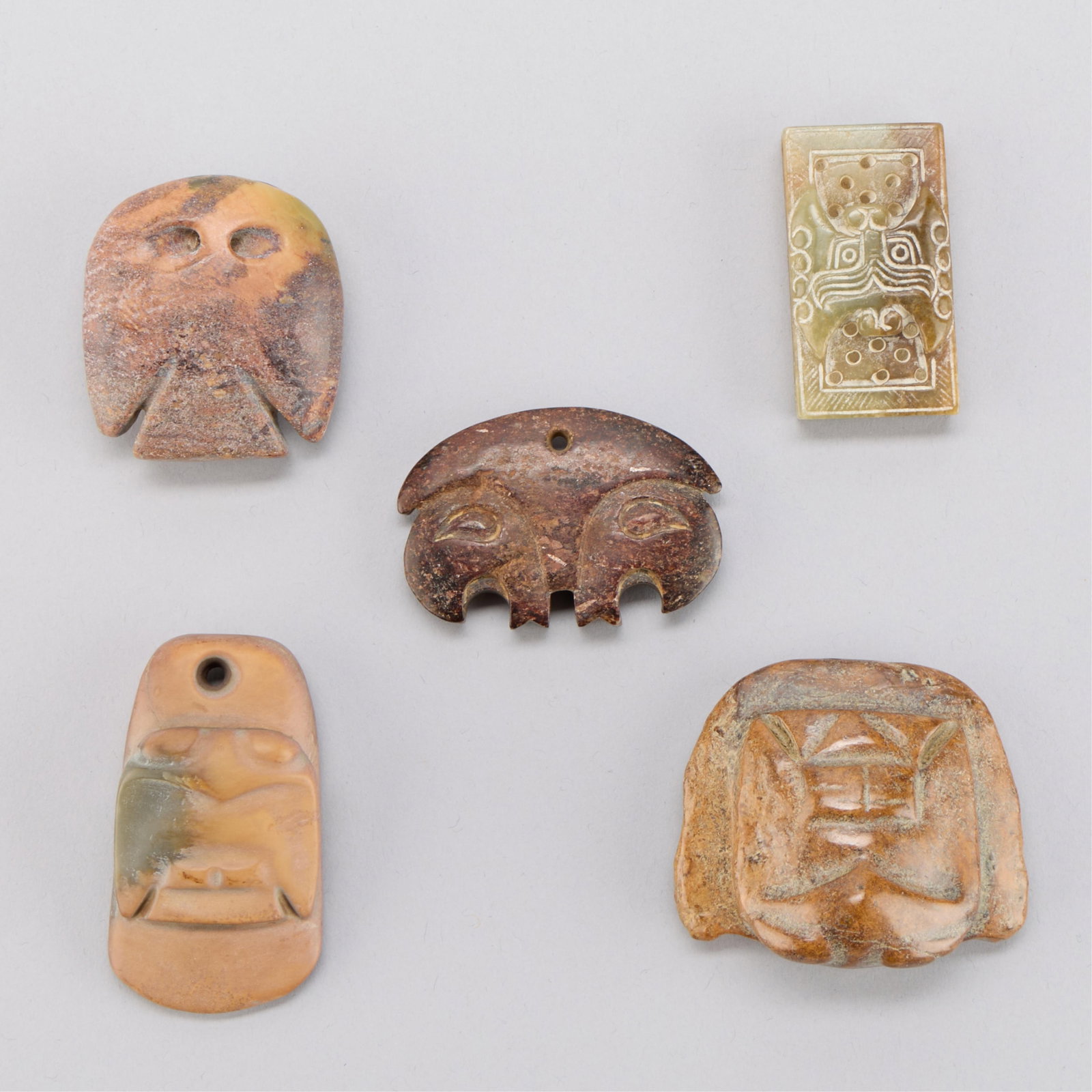 5 Chinese Jadeite Archaic Style Carvings (1 of 4)