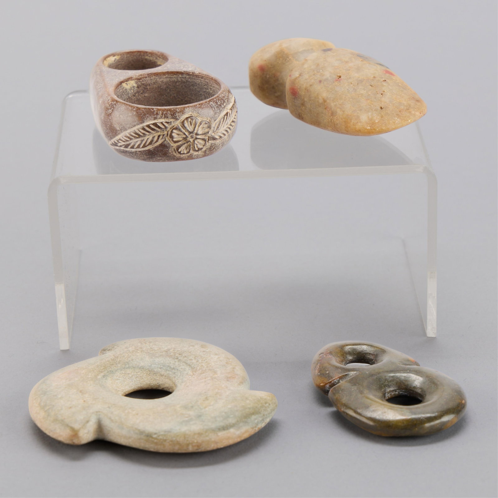4 Chinese Jadeite Archaic Style Carvings (1 of 4)