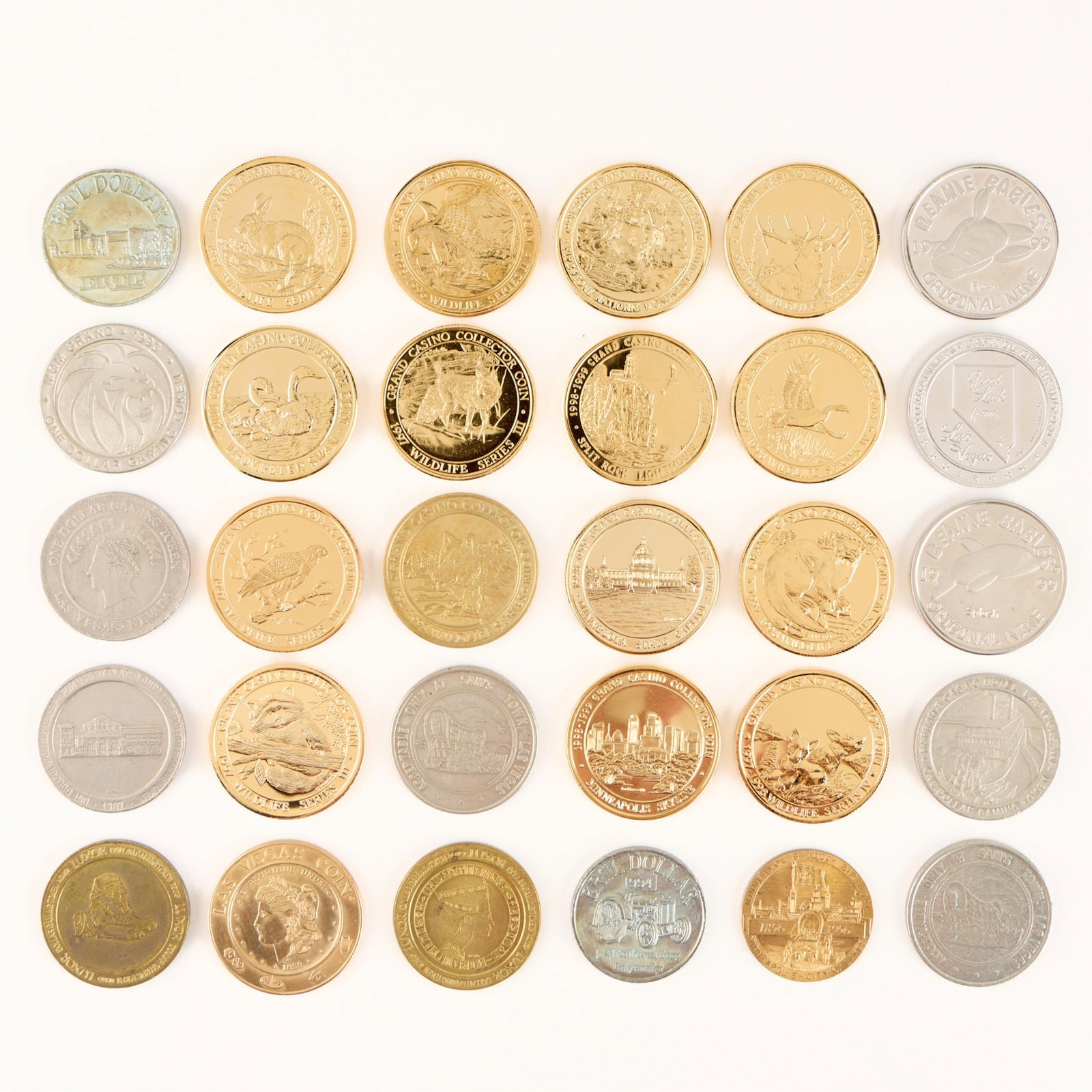 30 Pcs Collection of Casino Tokens & Commemorative Coins (1 of 2)