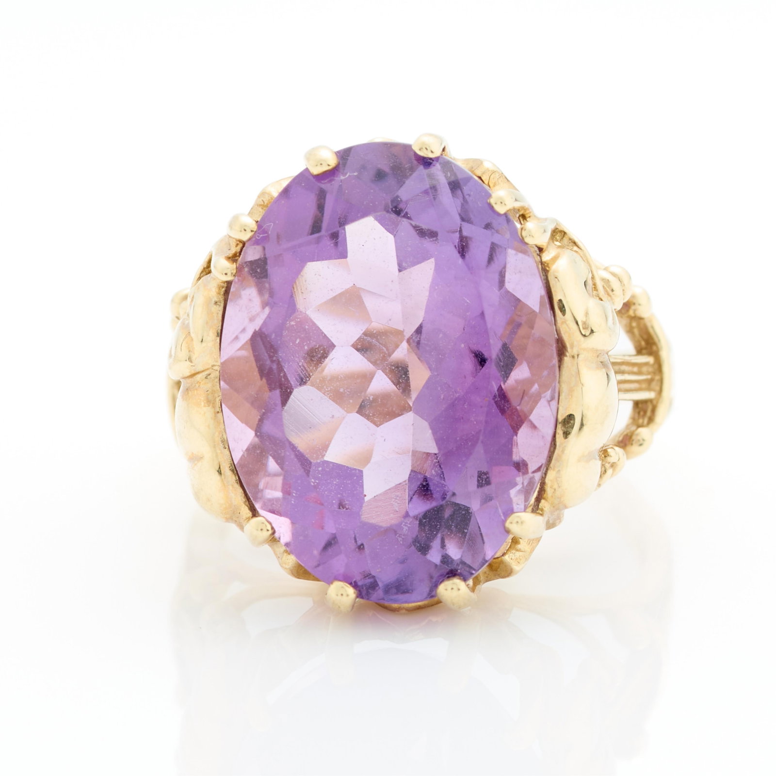 10k Yellow Gold Amethyst Ring Sz 7.25 (1 of 6)