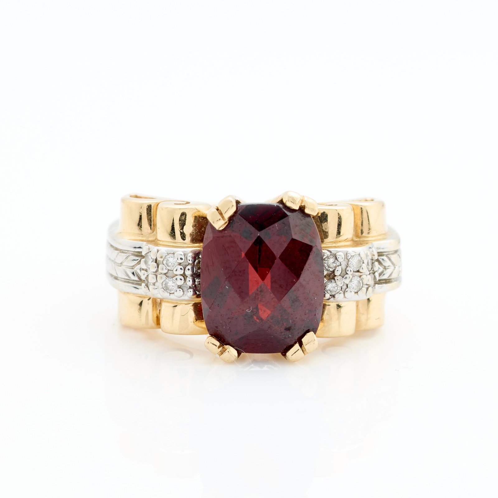 14k Gold Garnet & Diamond Ring Sz 7.25 (1 of 6)