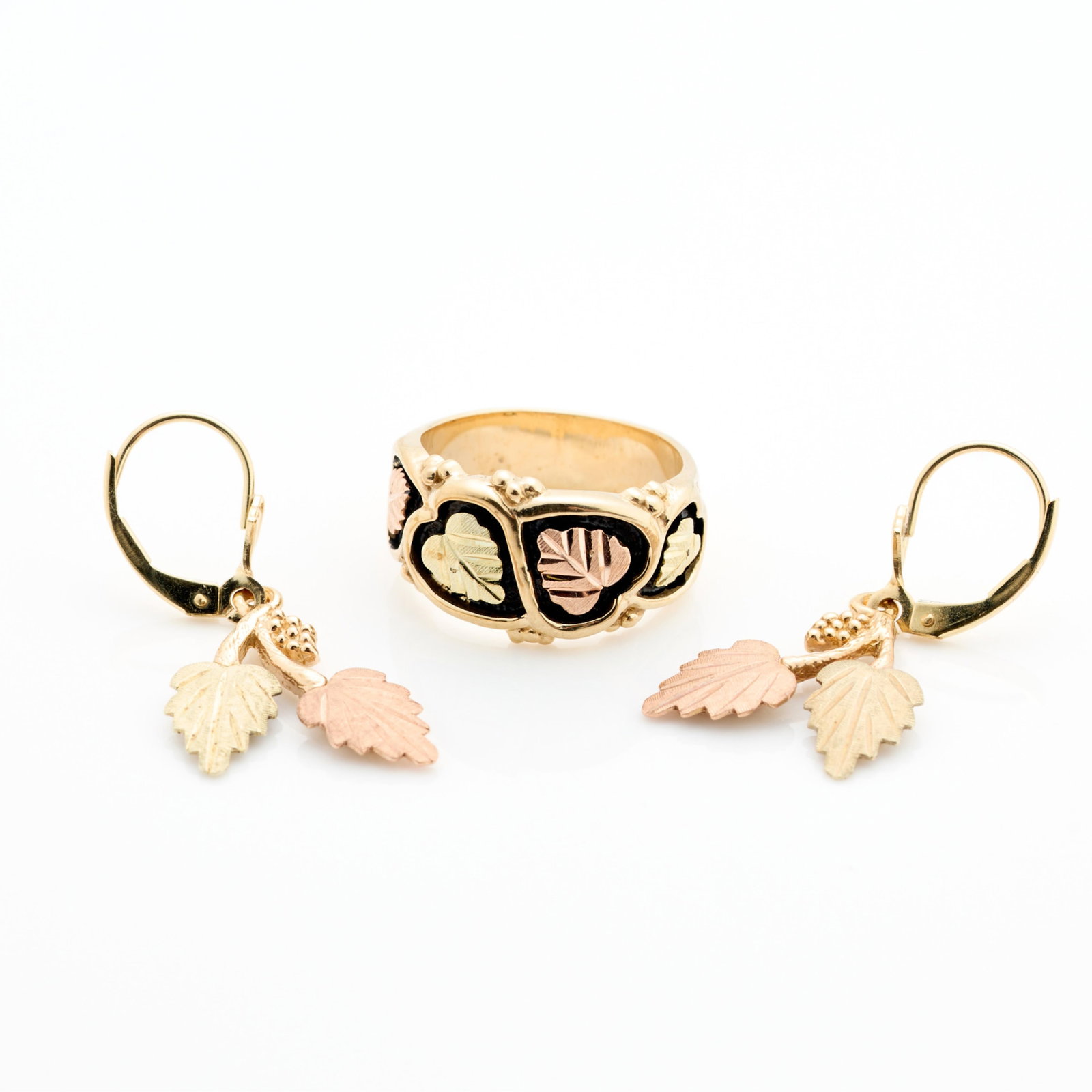 Black Hills Gold Pr 10k Earrings & 10k Ring (1 of 8)
