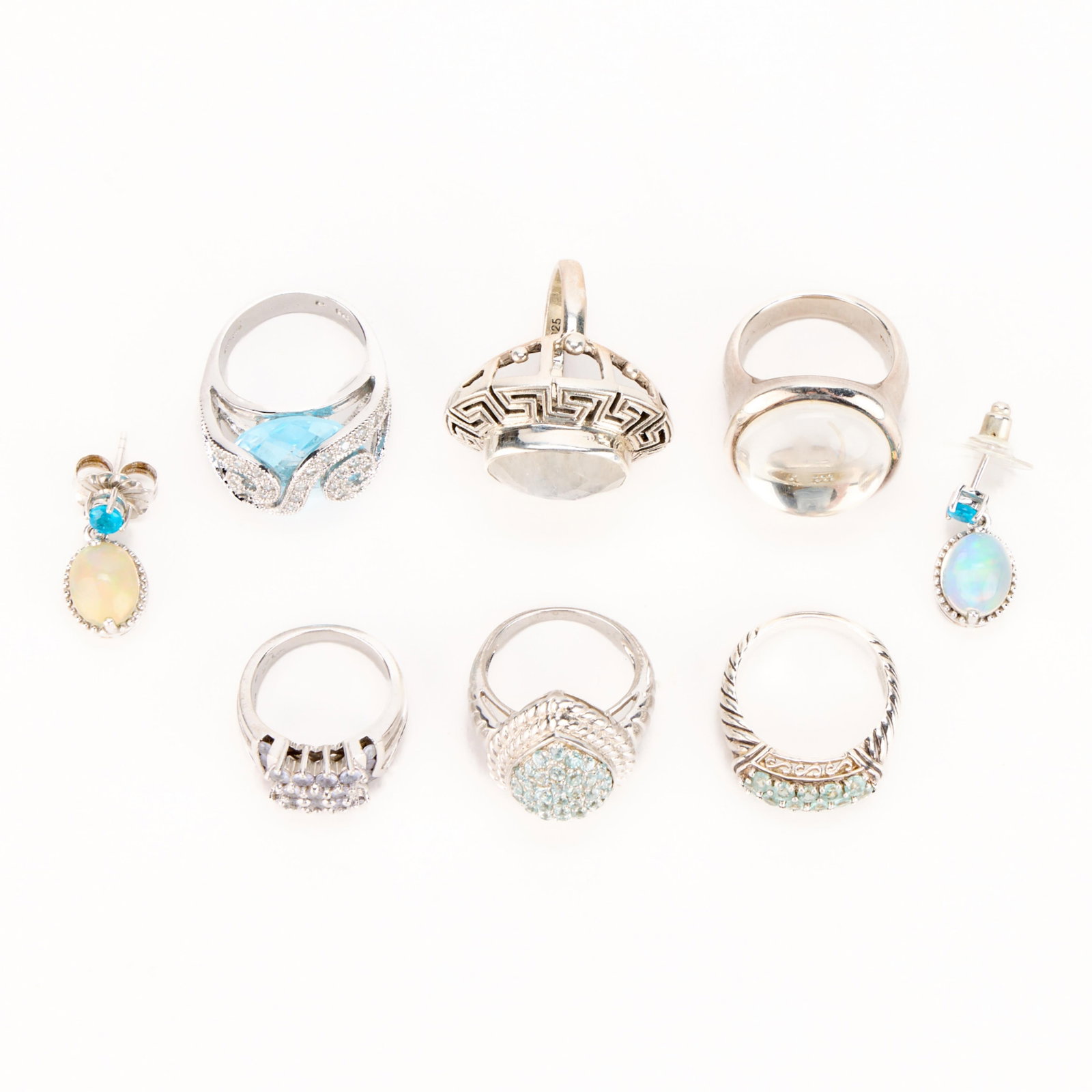 7 Pcs Sterling 925 Costume Jewelry Rings & Earrings (1 of 4)