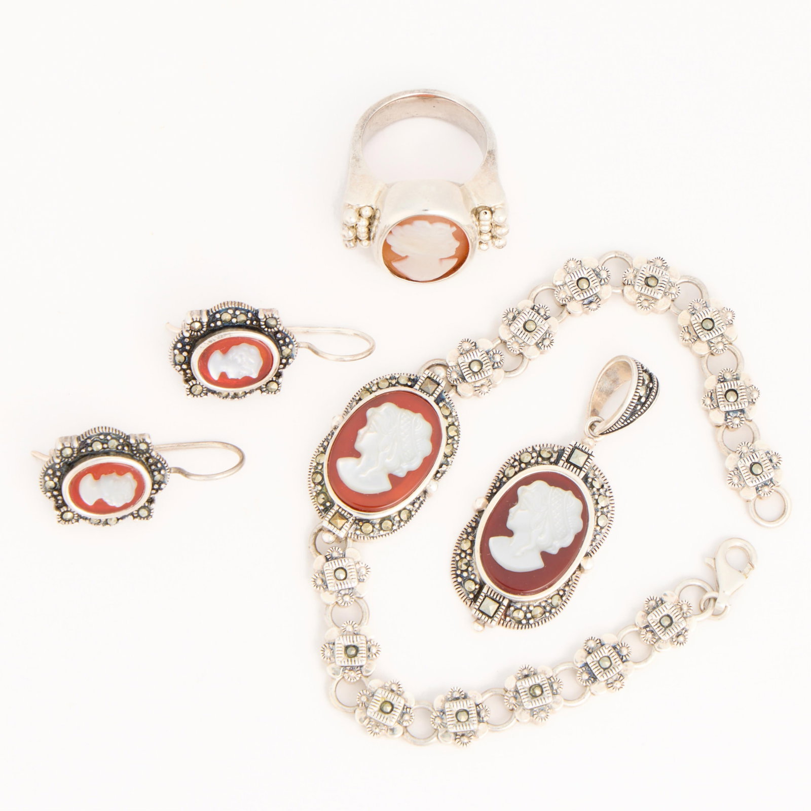 4 Pcs Sterling 925 & Cameo Costume Jewelry (1 of 4)