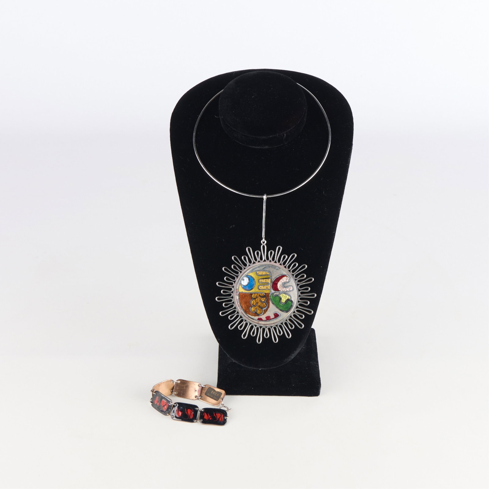 2 Pcs Modernist Enamel Jewelry Incl. Sterling Necklace (1 of 4)
