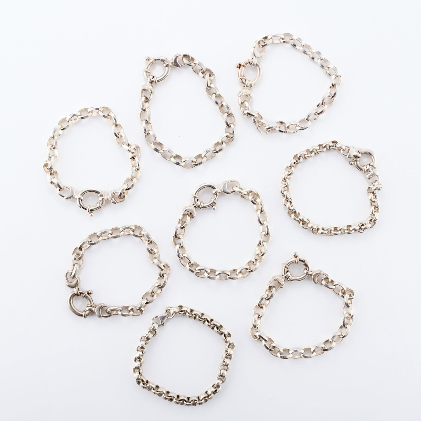 8 Sterling & 999 Silver Belcher Chain Bracelets (1 of 4)