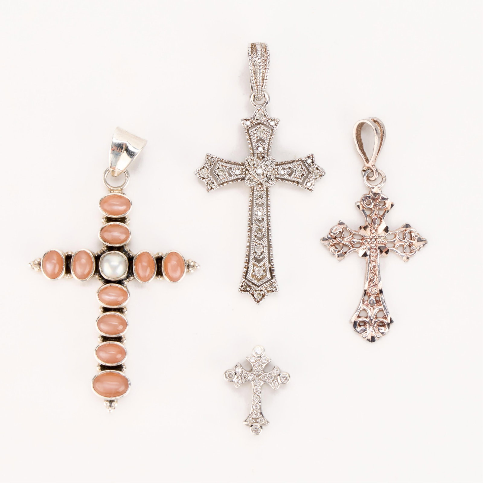4 Sterling & Silver Cross Religious Pendants (1 of 2)