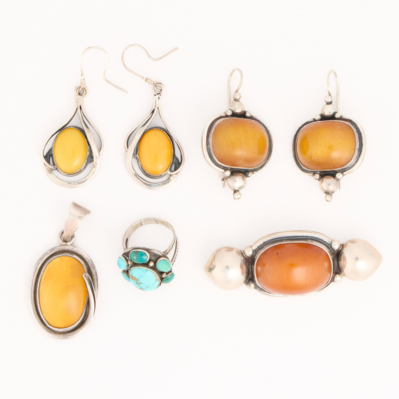 5 Pcs Sterling, Turquoise & Hardstone Jewelry (1 of 2)