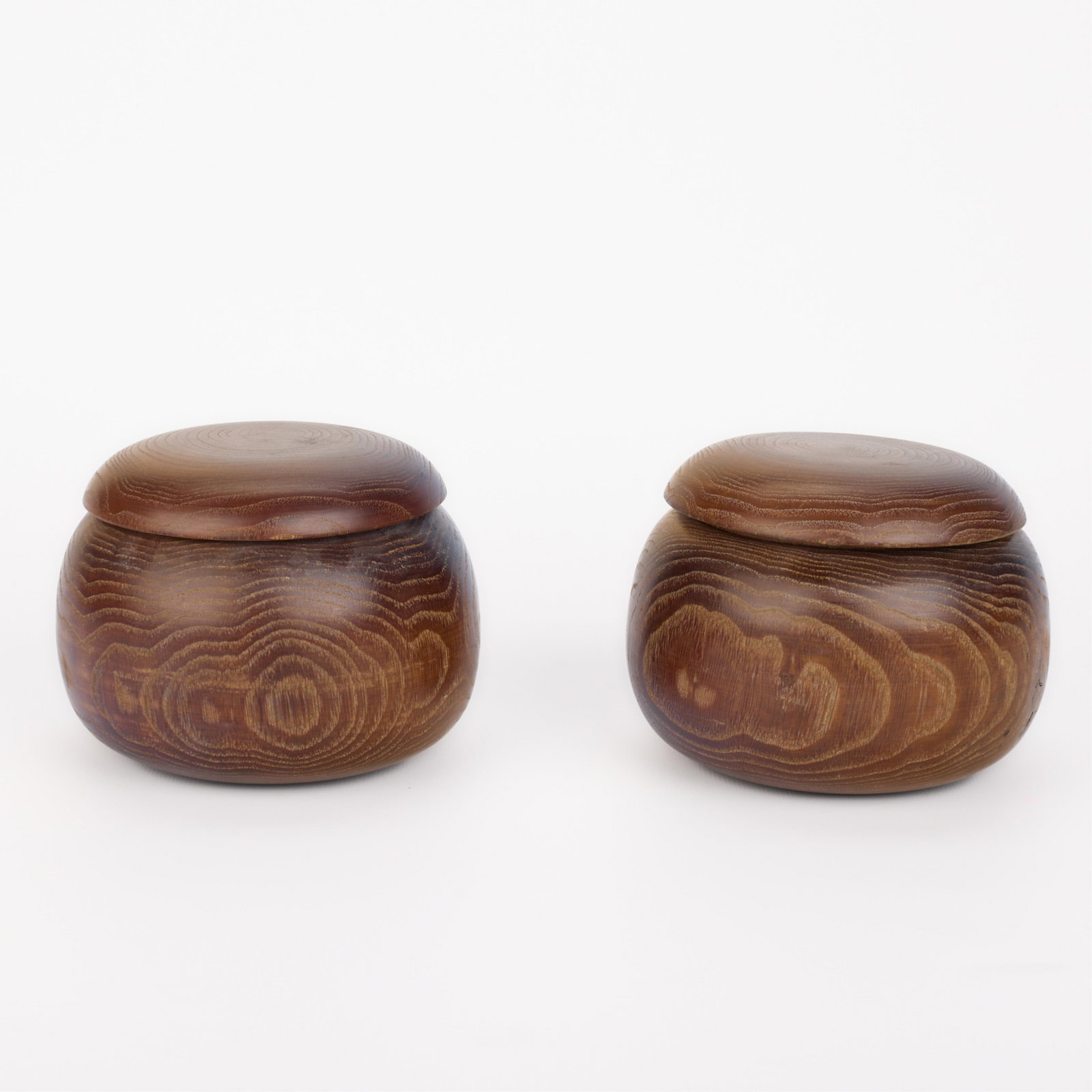 Two Wooden Jars w/ Go Game Pieces (1 of 4)