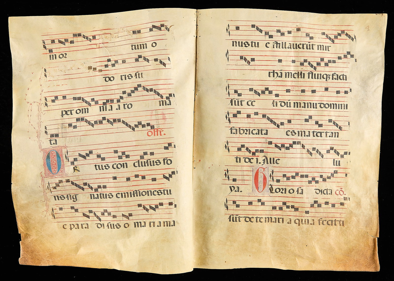 2 Illuminated Antiphonal Manuscript Pages (1 of 3)