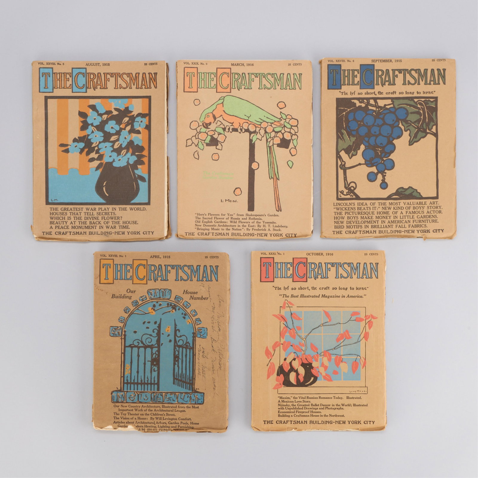 5 Vols "The Craftsman" Magazine ca. 1915-1916 (1 of 4)