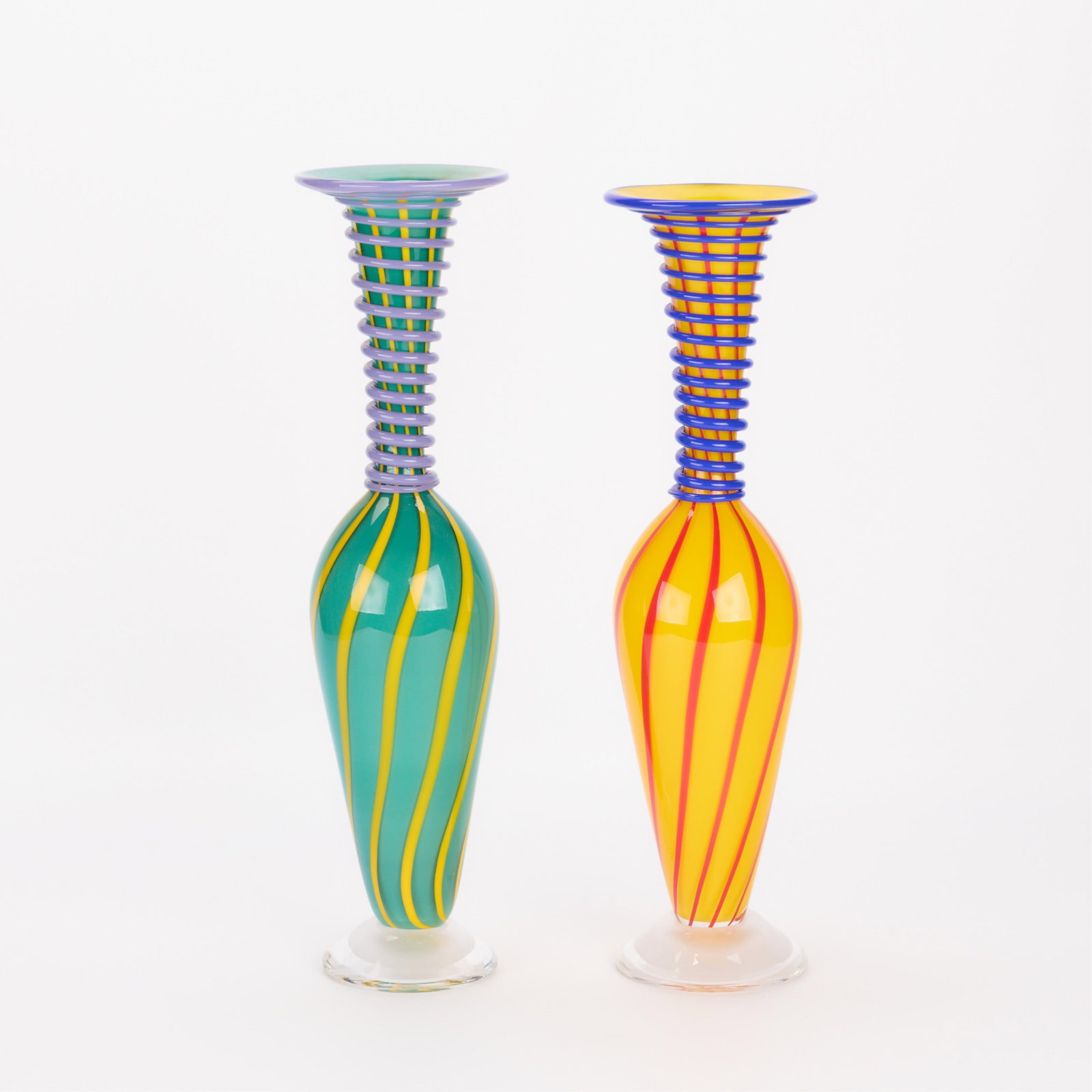 Pair Glass Cane Coil Vases by Ken & Ingrid Hanson (1 of 5)