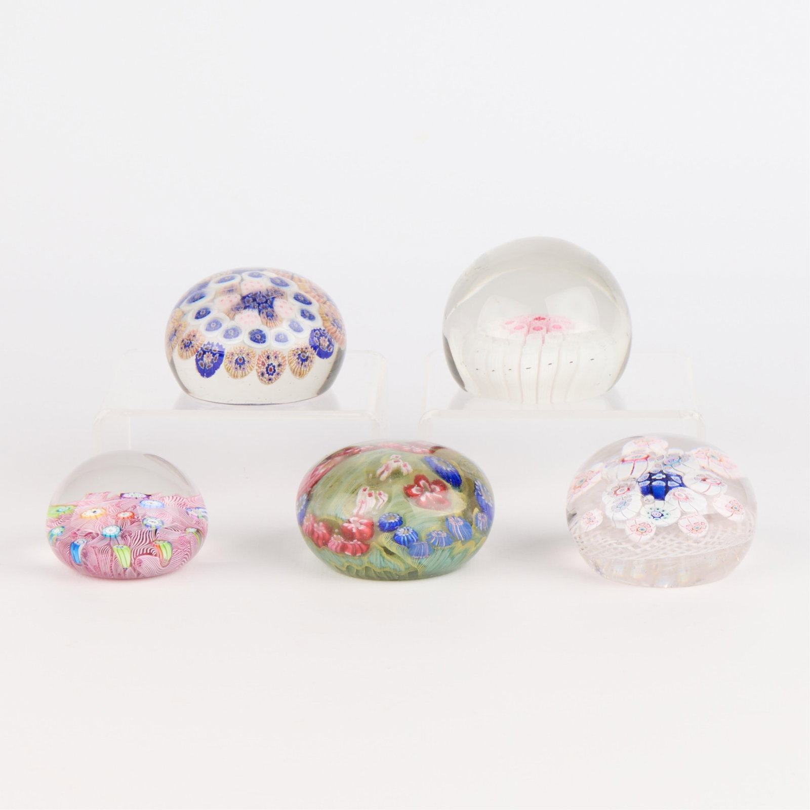 5 Art Glass Millefiori Paperweights (1 of 4)