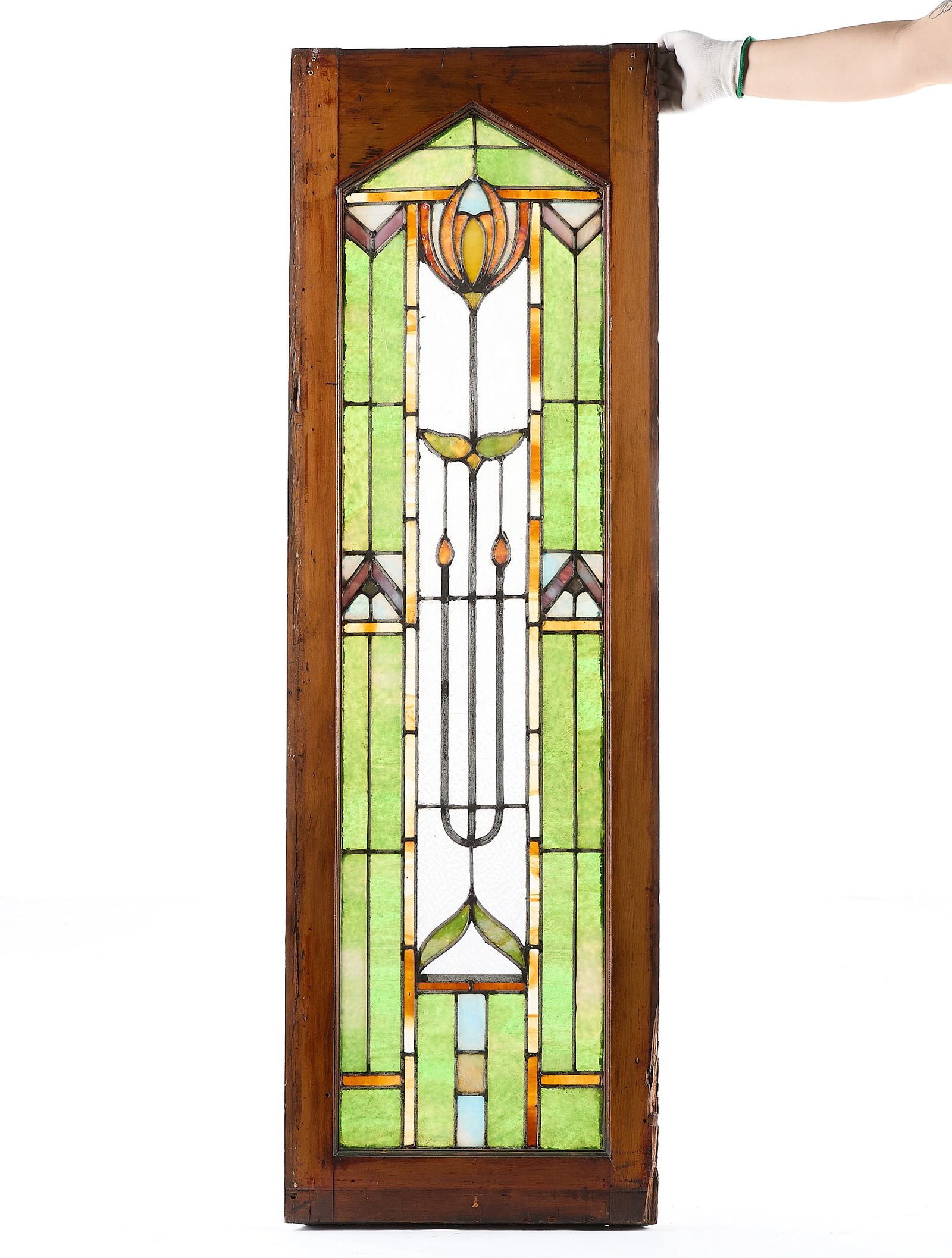 Arts & Crafts Leaded Stained Slag Glass Window (1 of 3)