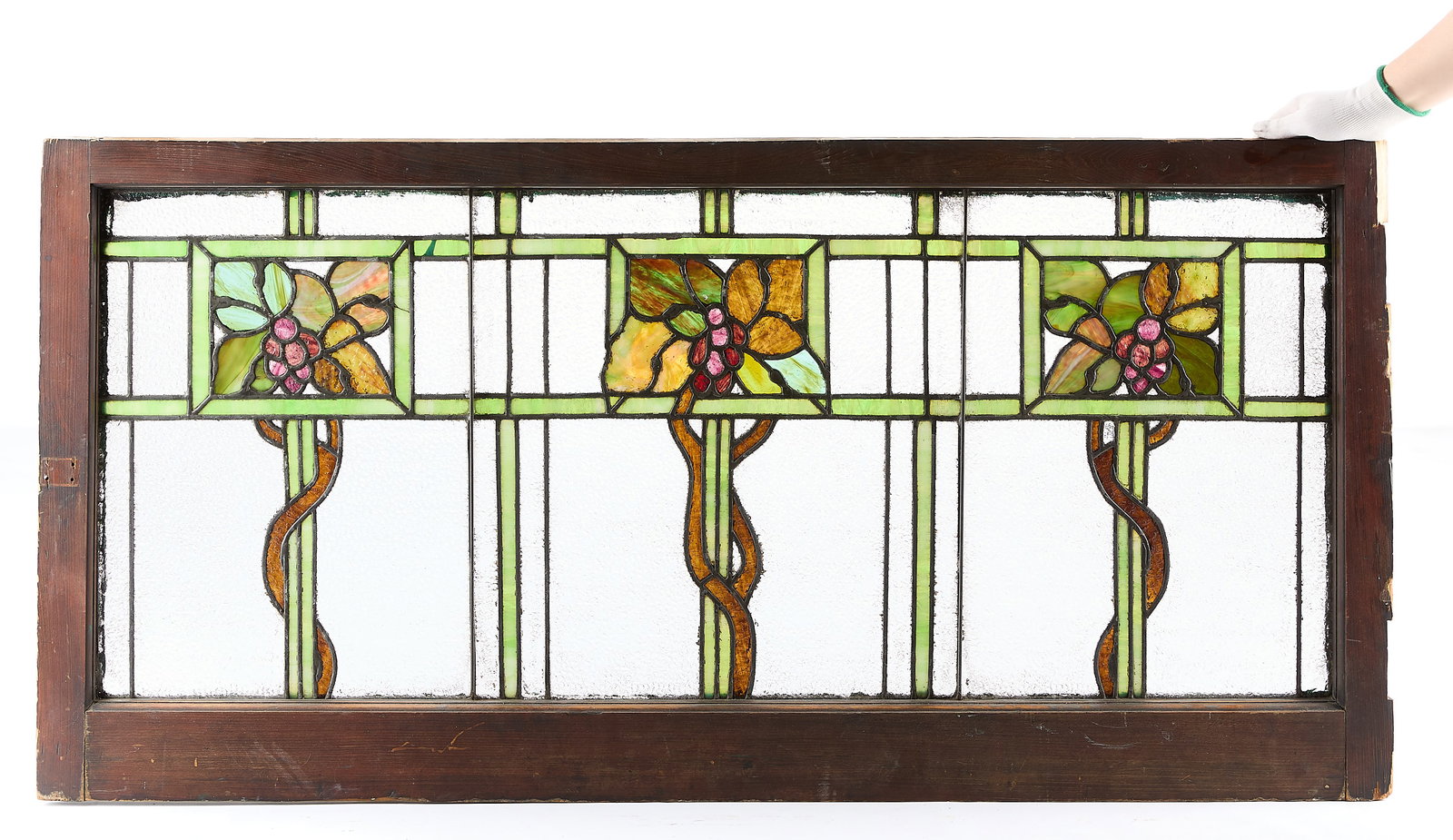 Arts & Crafts Leaded Stained Slag Glass Window (1 of 5)