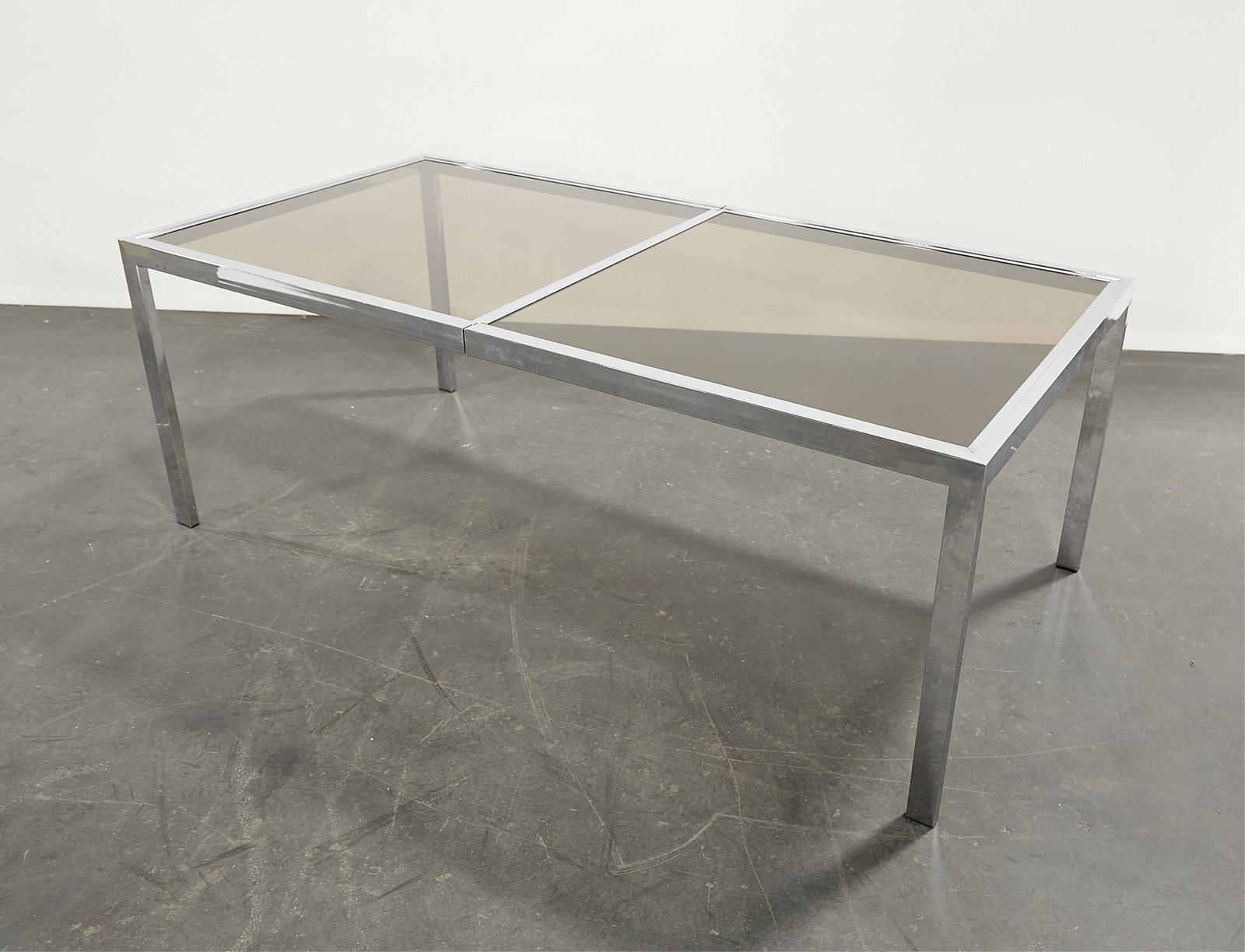 Chrome & Tempered Smoked Glass Dinner Table (1 of 6)