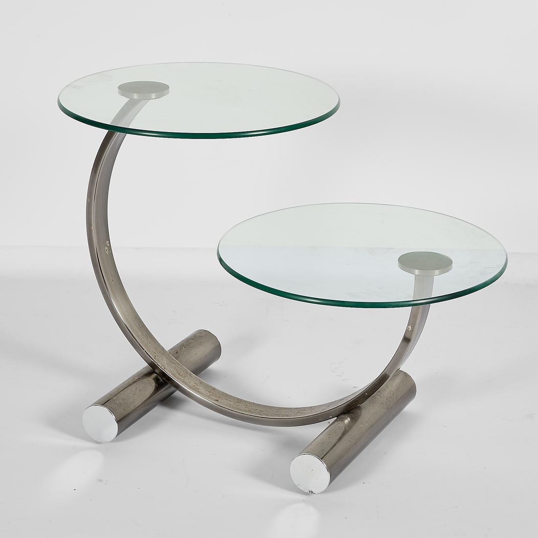 Vintage MCM 2-Tier Glass & Chrome Side Table (1 of 4)