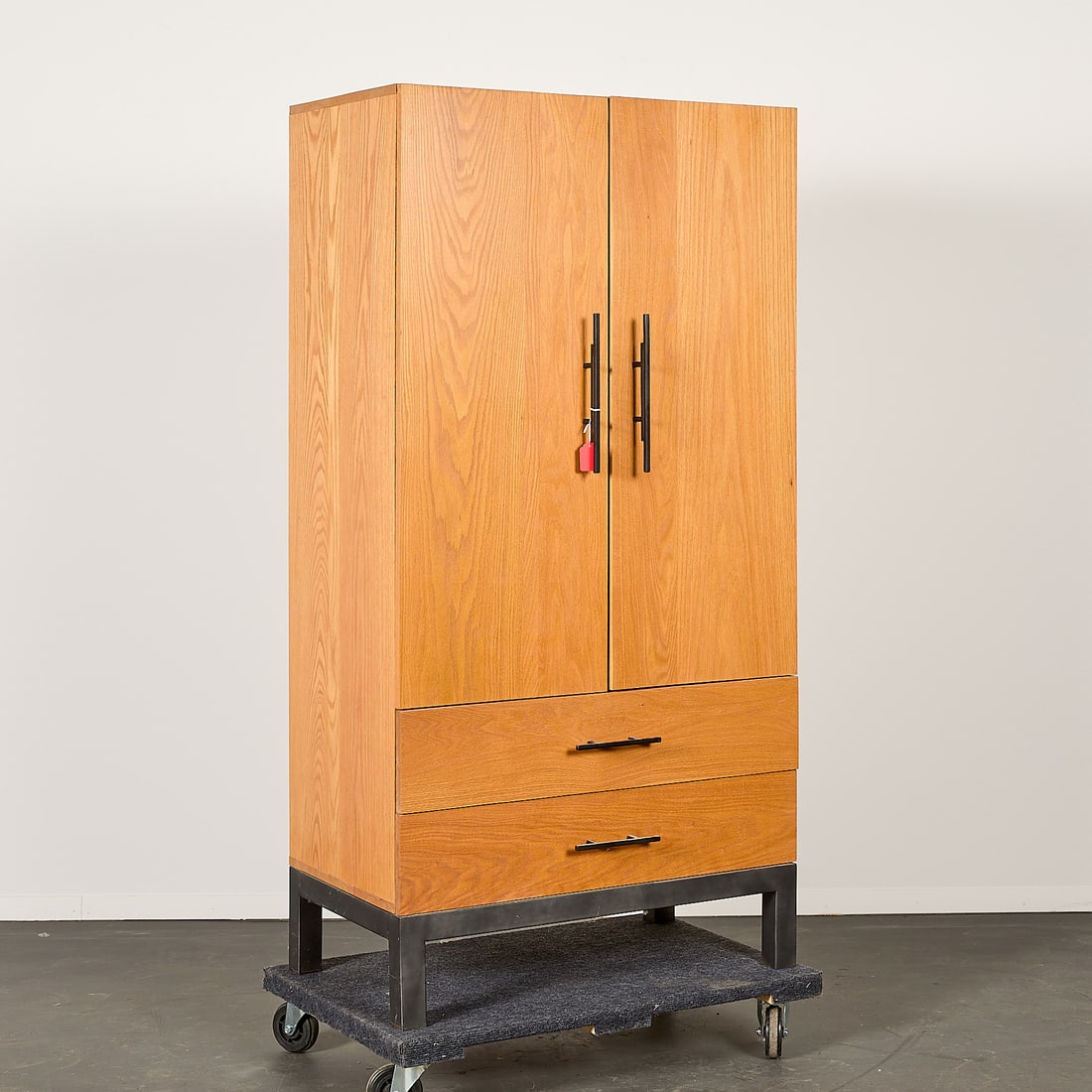 Vintage MCM Wooden Wardrobe 2-Drawer Closet (1 of 5)