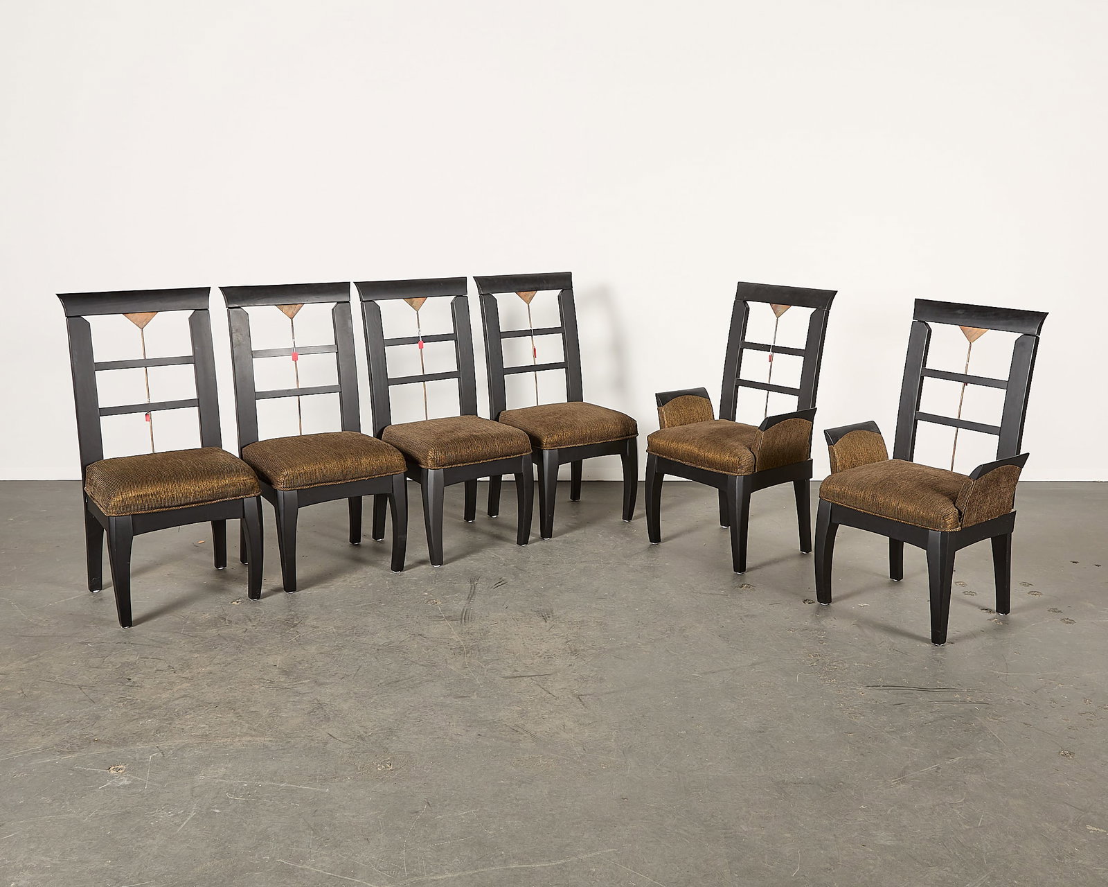 6 Vintage MCM Ladder Back Wood Upholstered Chairs (1 of 5)