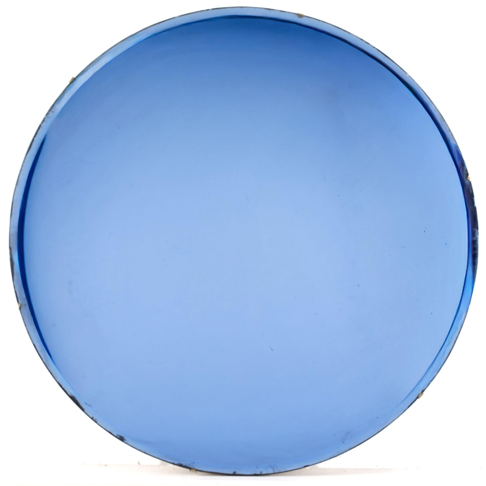 Art Deco Conroy Prugh Round Blue Glass Hall Mirror (1 of 3)