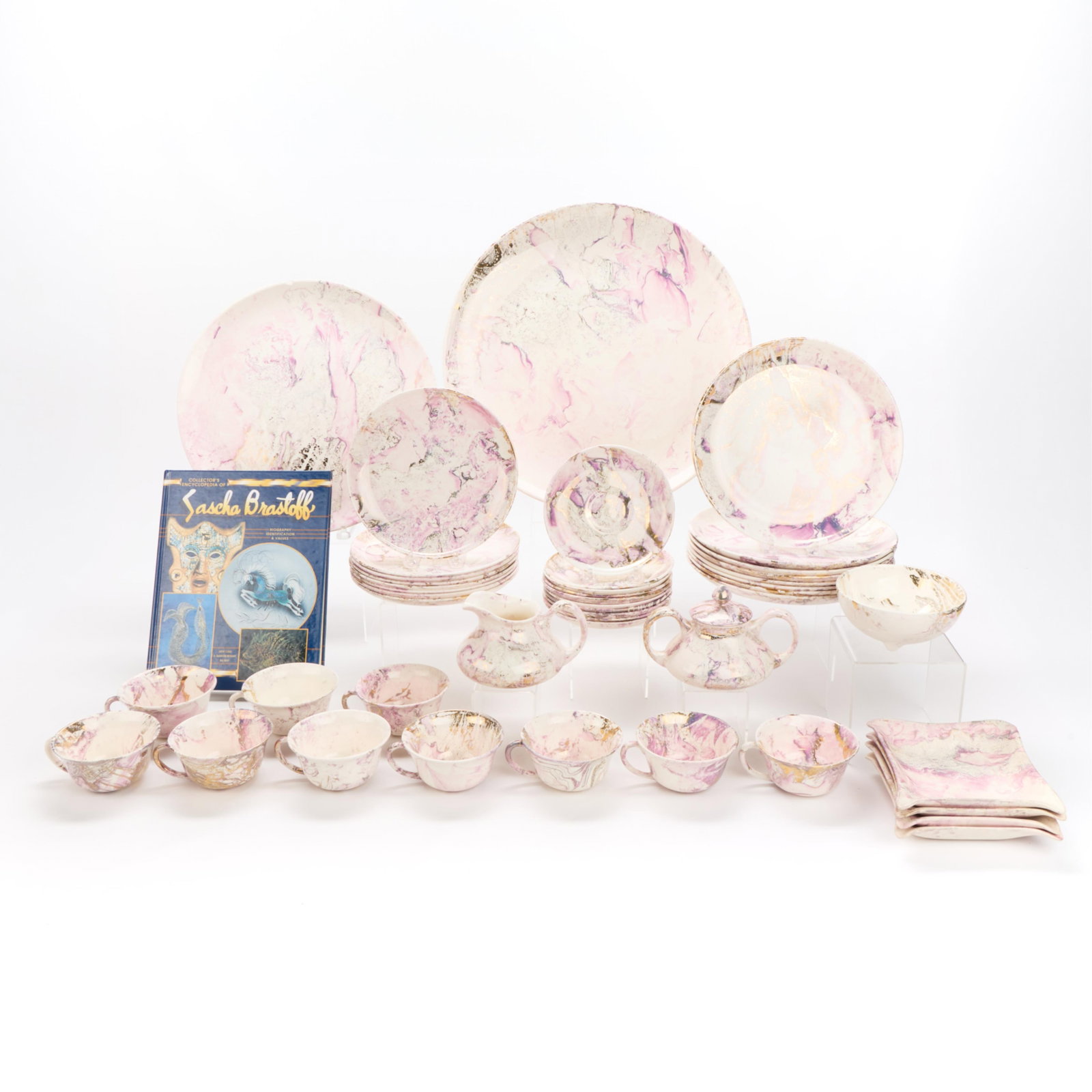 45 Pcs Sascha Brastoff Surf Ballet Dinnerware Set (1 of 8)