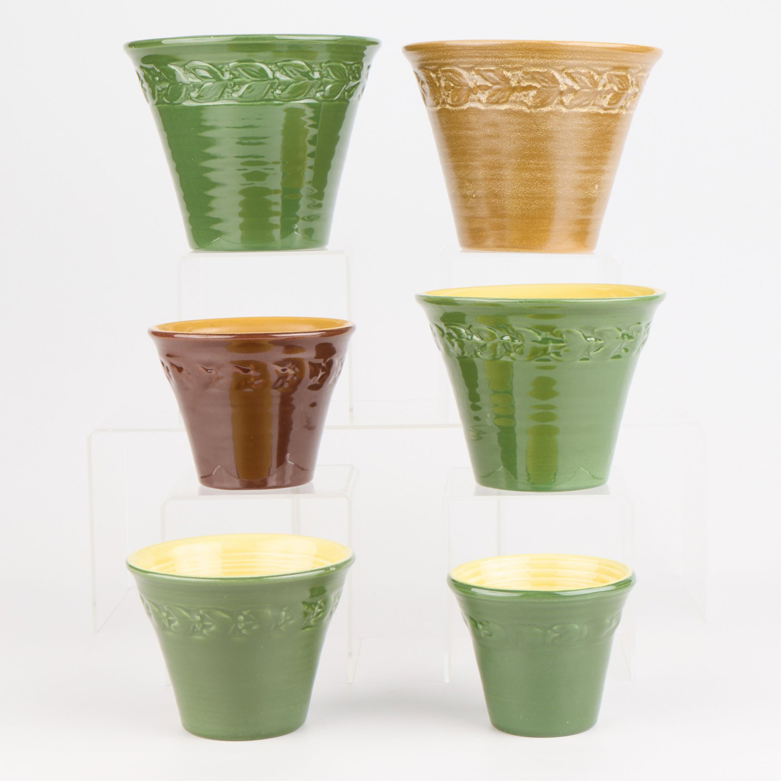 Set 6 Red Wing Art Pottery Nesting Flower Pots (1 of 4)