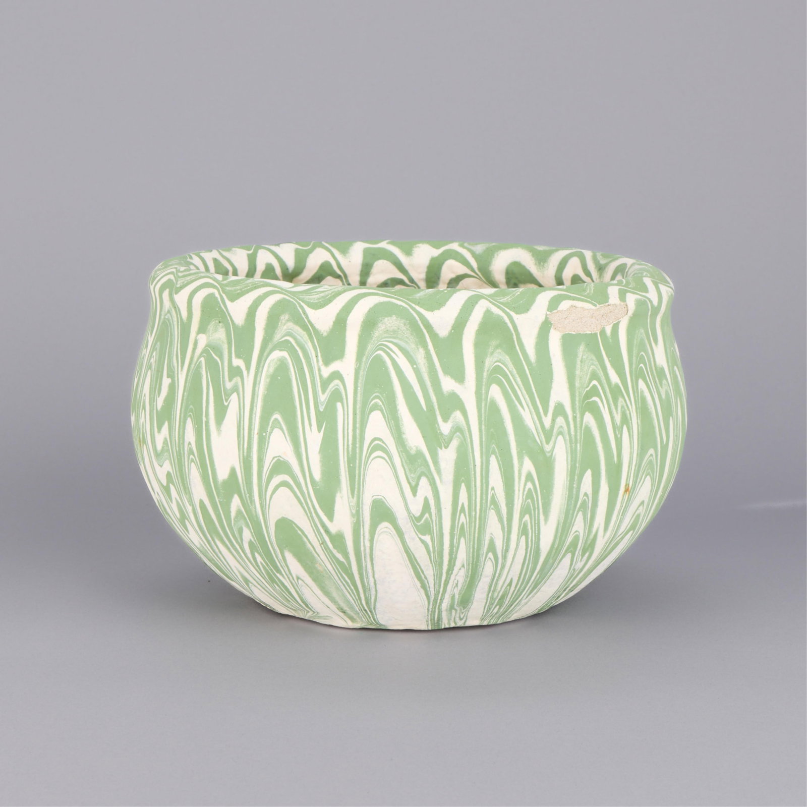 Ozark Green & White Swirl Roadside Pottery Planter (1 of 4)