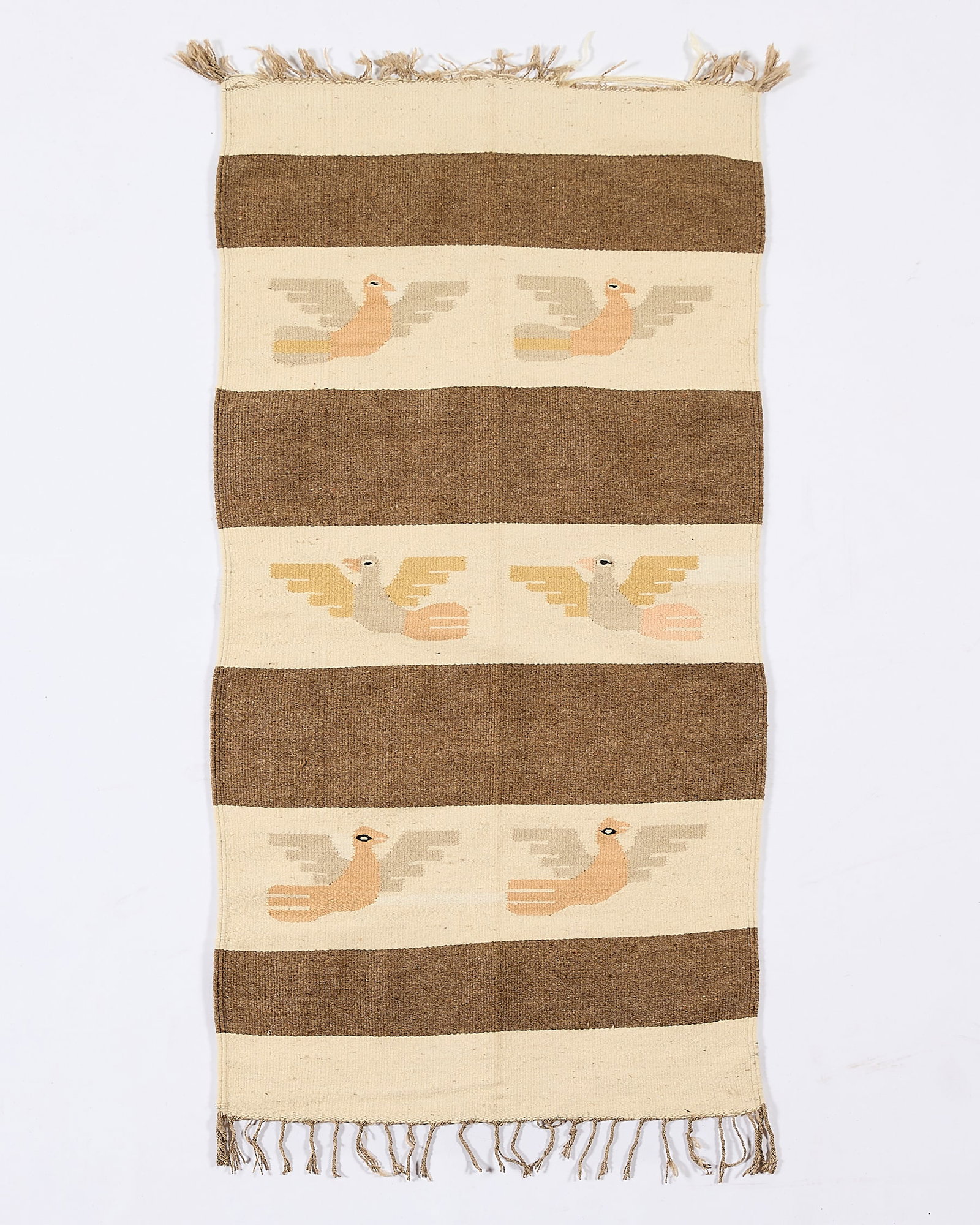 Mexican Pictorial Wool Double-Saddle Blanket 4'5"x2'4" (1 of 6)
